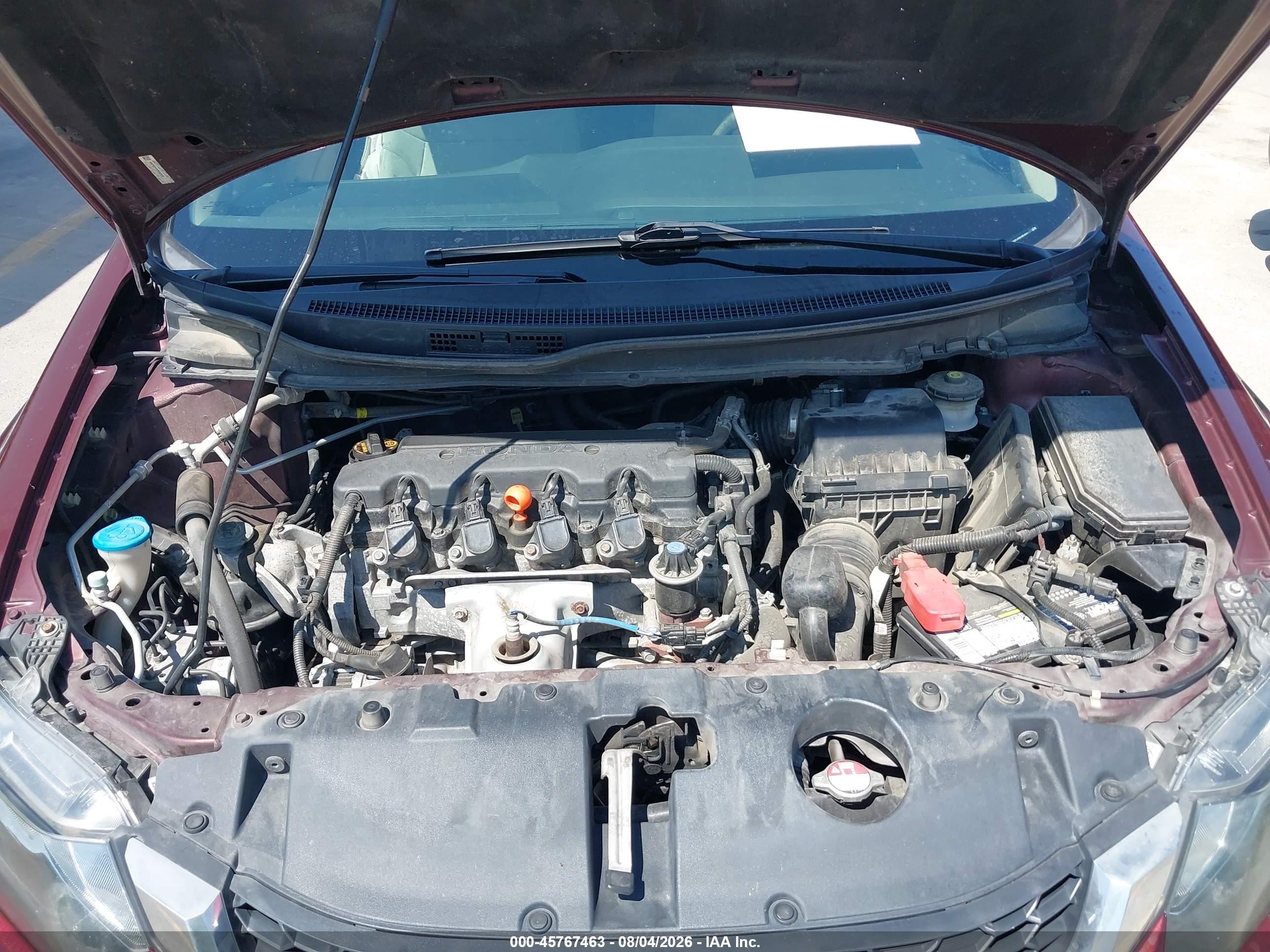 2013 Honda Civic Lx Burgundy vin: 19XFB2F51DE062832