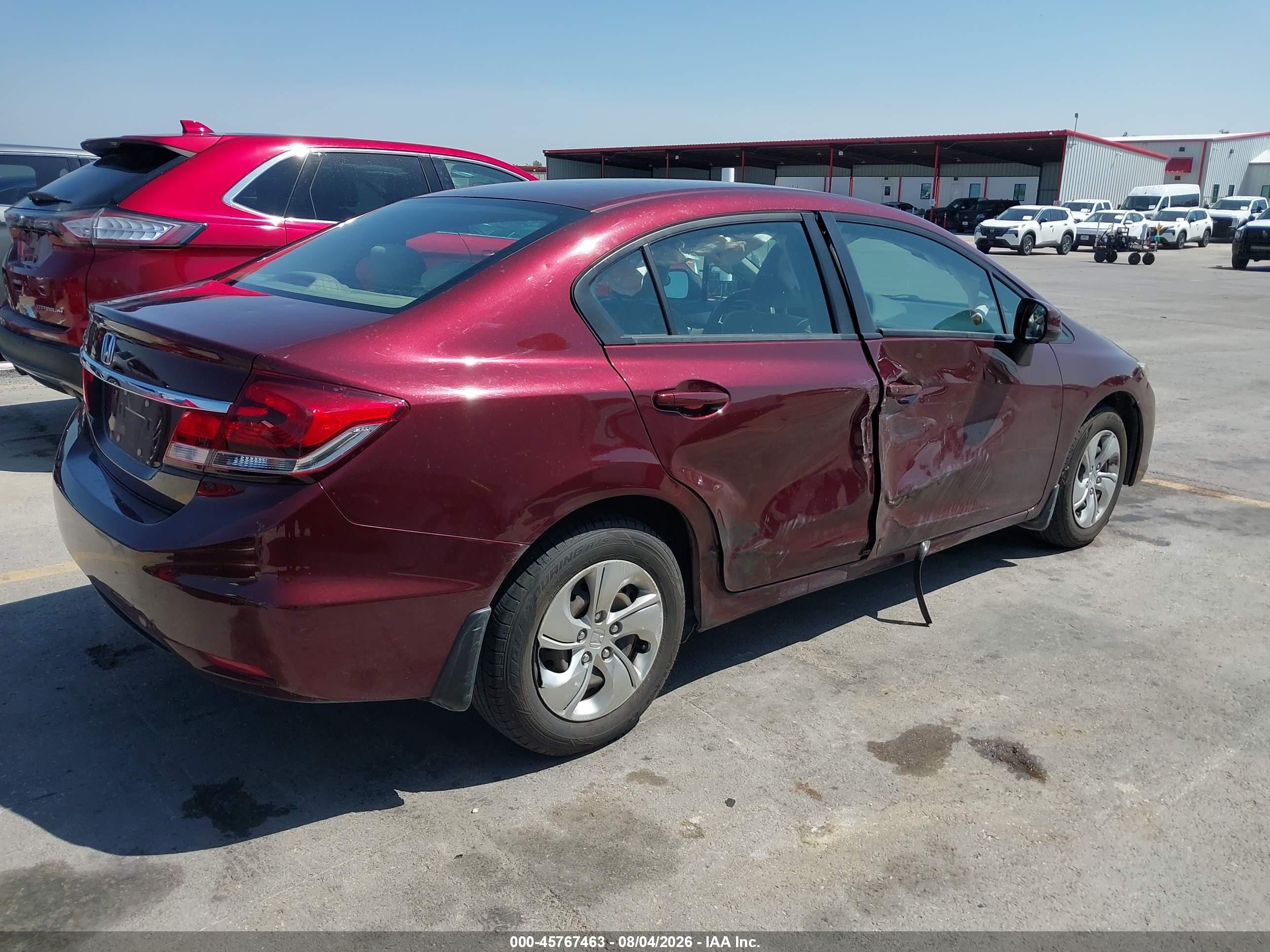 2013 Honda Civic Lx Burgundy vin: 19XFB2F51DE062832