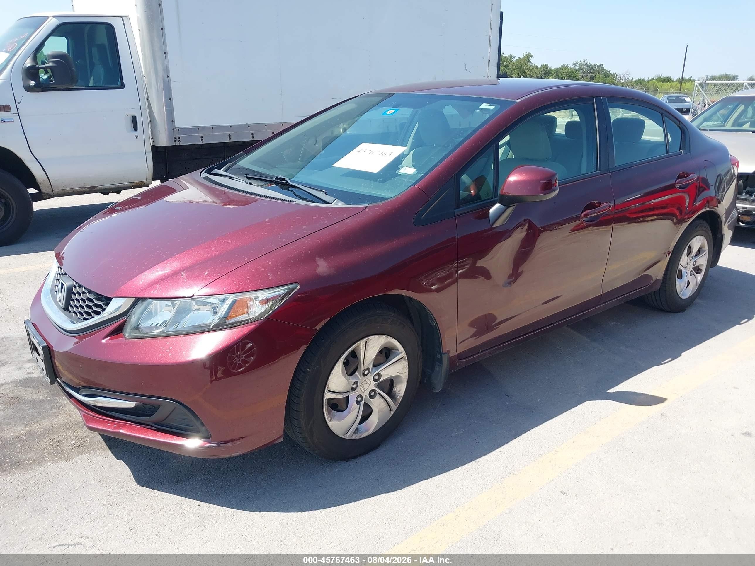 2013 Honda Civic Lx Burgundy vin: 19XFB2F51DE062832
