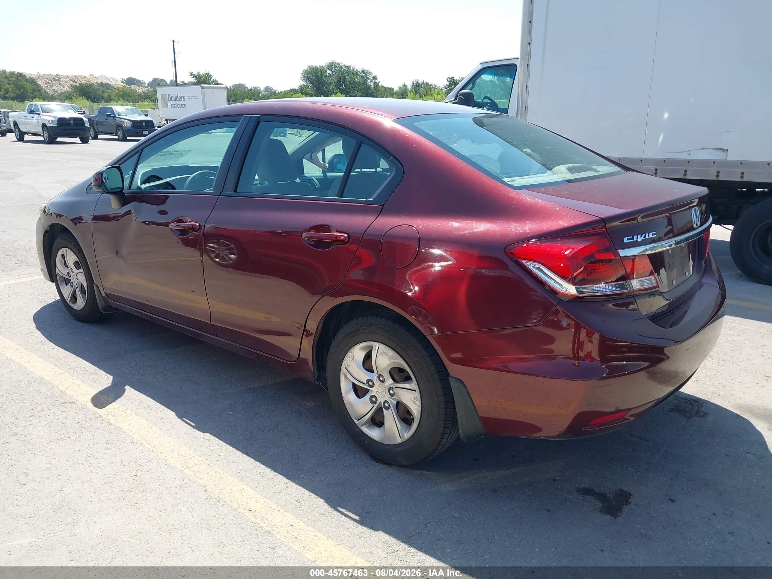 2013 Honda Civic Lx Burgundy vin: 19XFB2F51DE062832