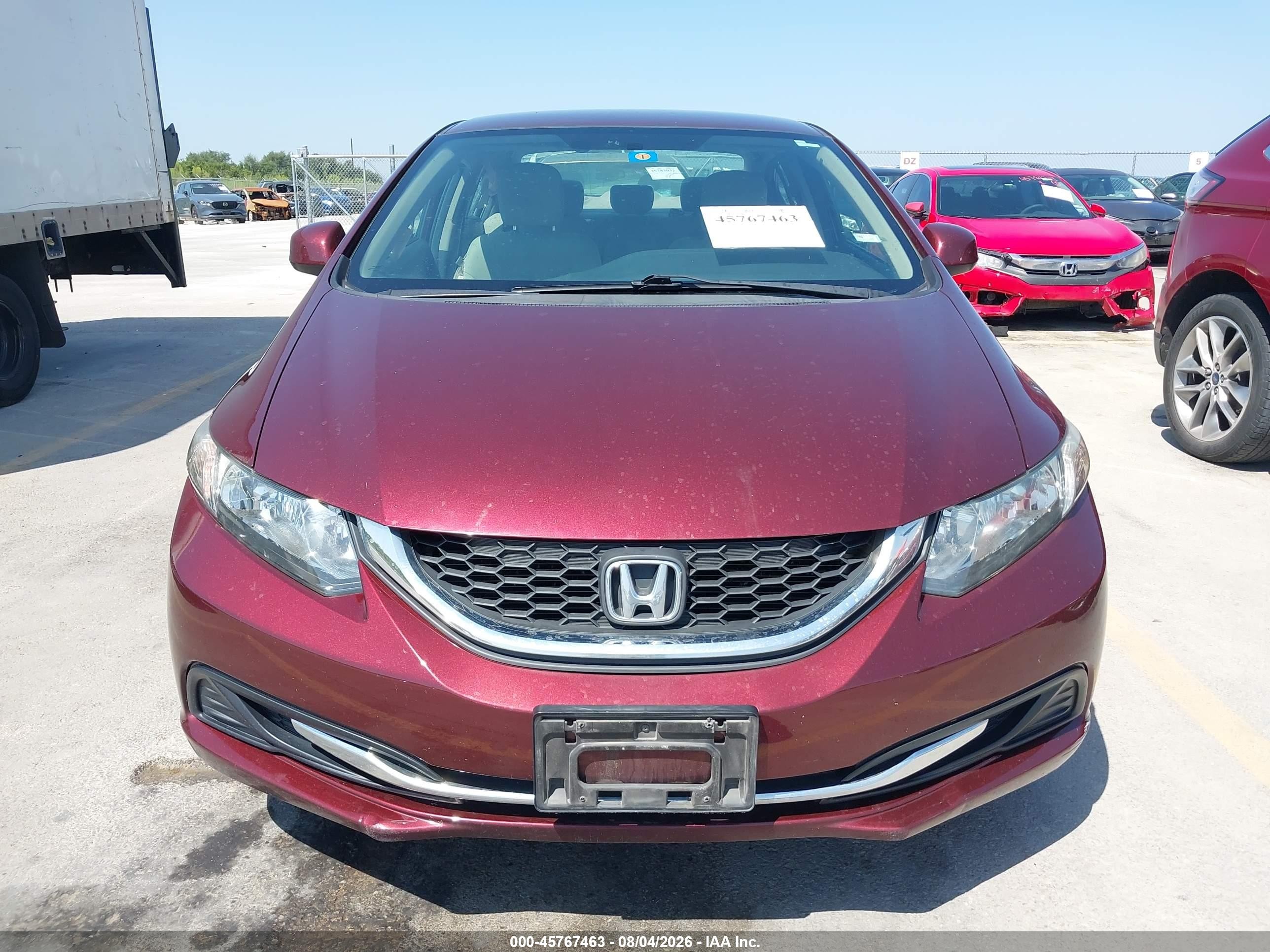 2013 Honda Civic Lx Burgundy vin: 19XFB2F51DE062832