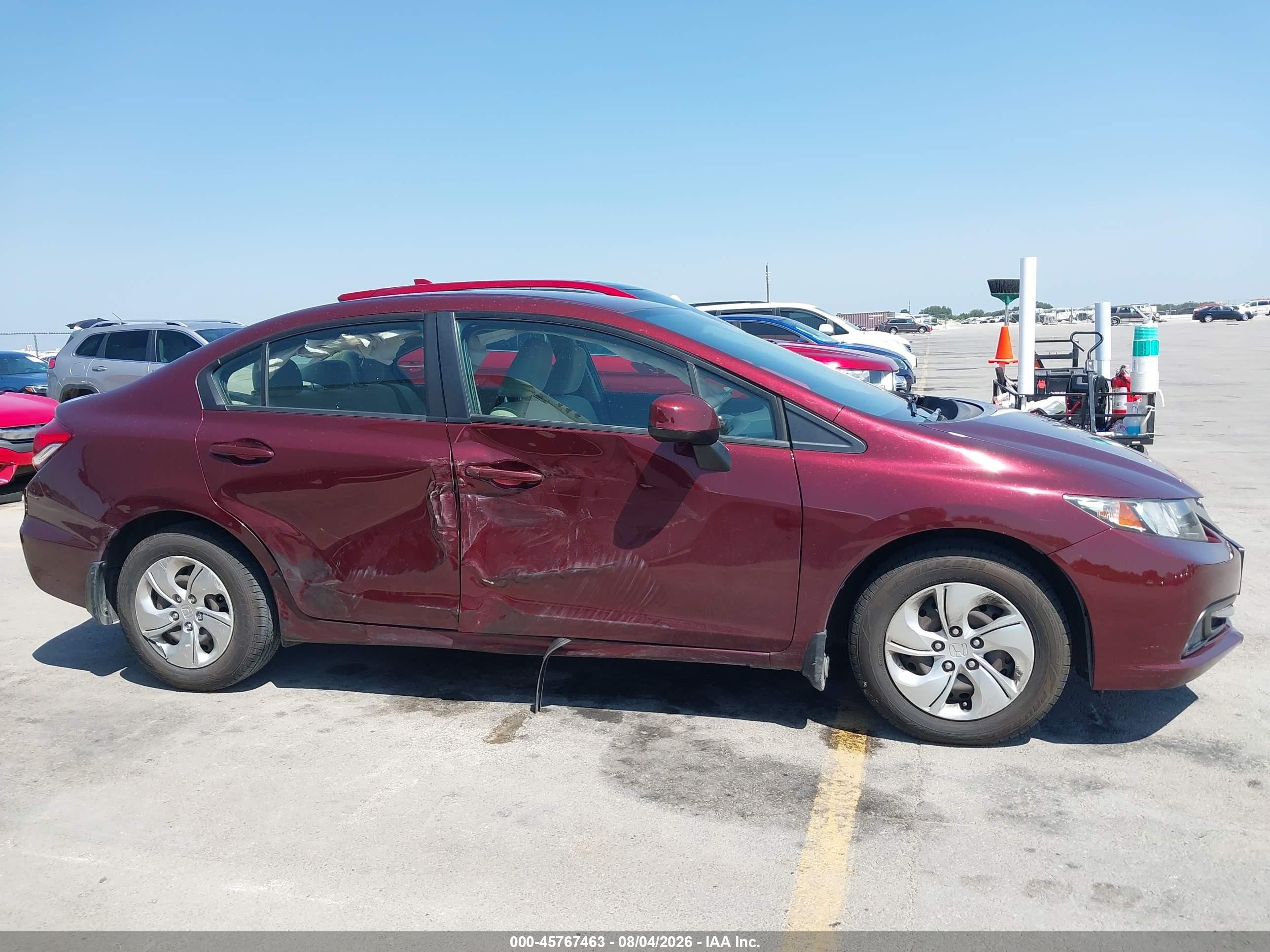 2013 Honda Civic Lx Burgundy vin: 19XFB2F51DE062832