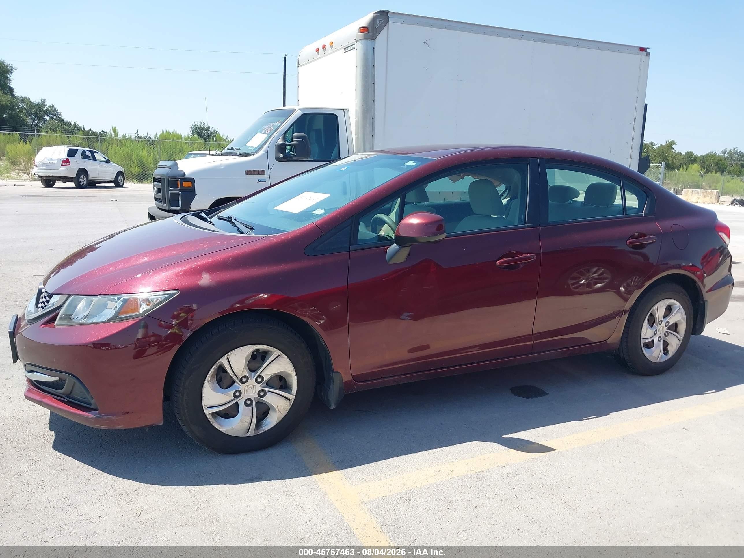 2013 Honda Civic Lx Burgundy vin: 19XFB2F51DE062832