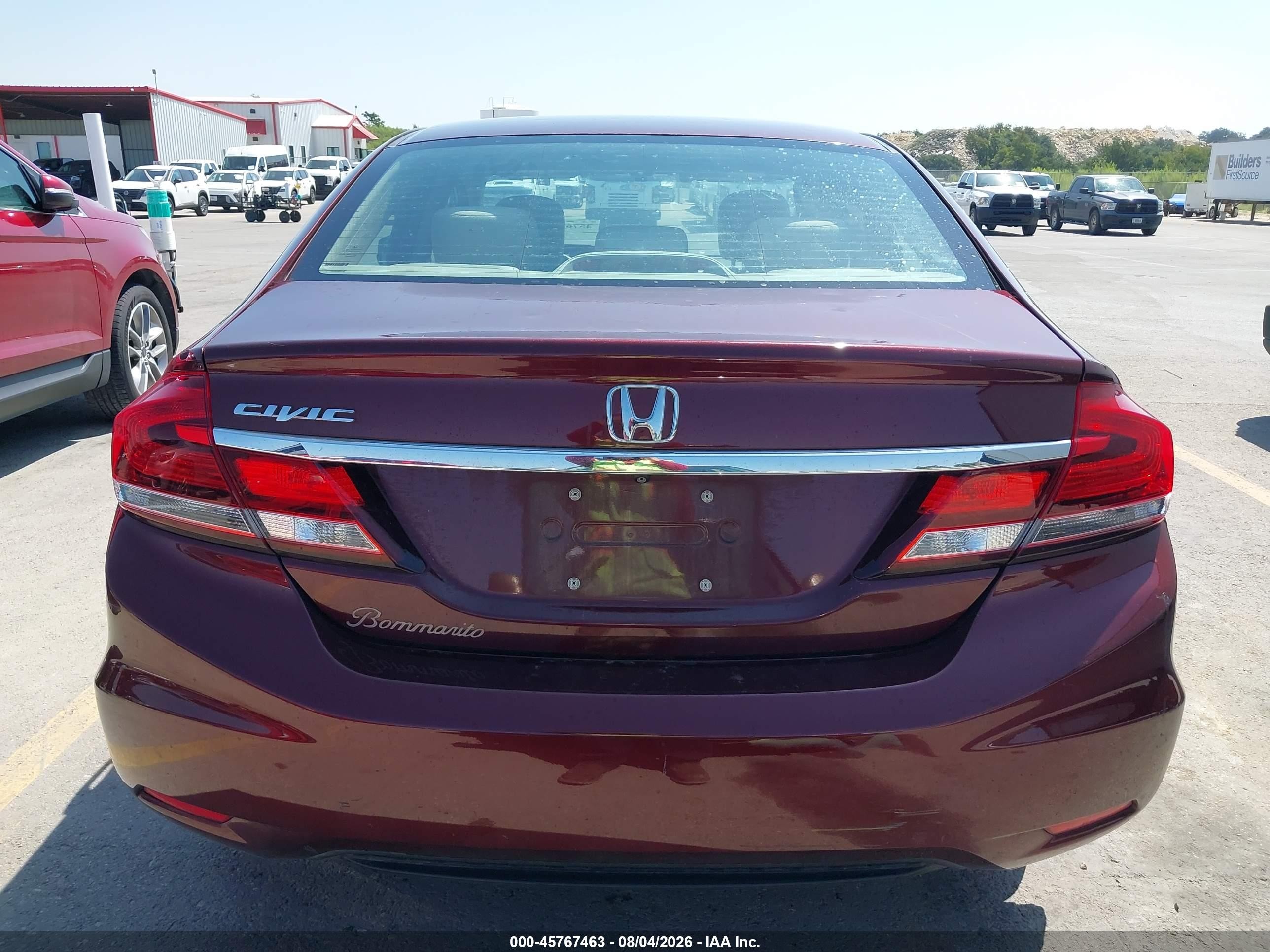 2013 Honda Civic Lx Burgundy vin: 19XFB2F51DE062832