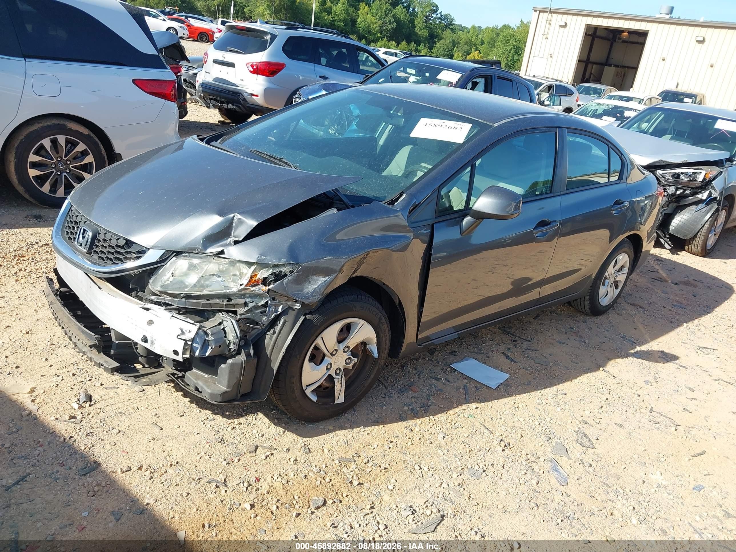 2013 Honda Civic Lx Gray vin: 19XFB2F51DE225186
