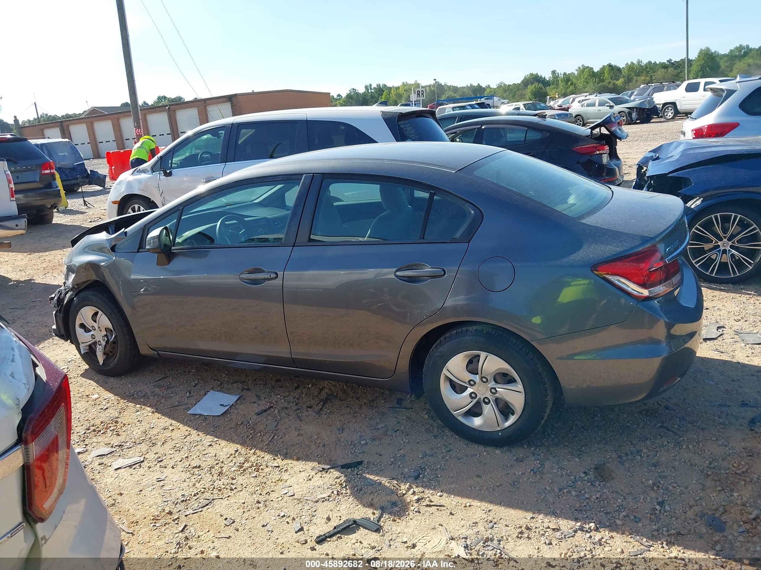 2013 Honda Civic Lx Gray vin: 19XFB2F51DE225186