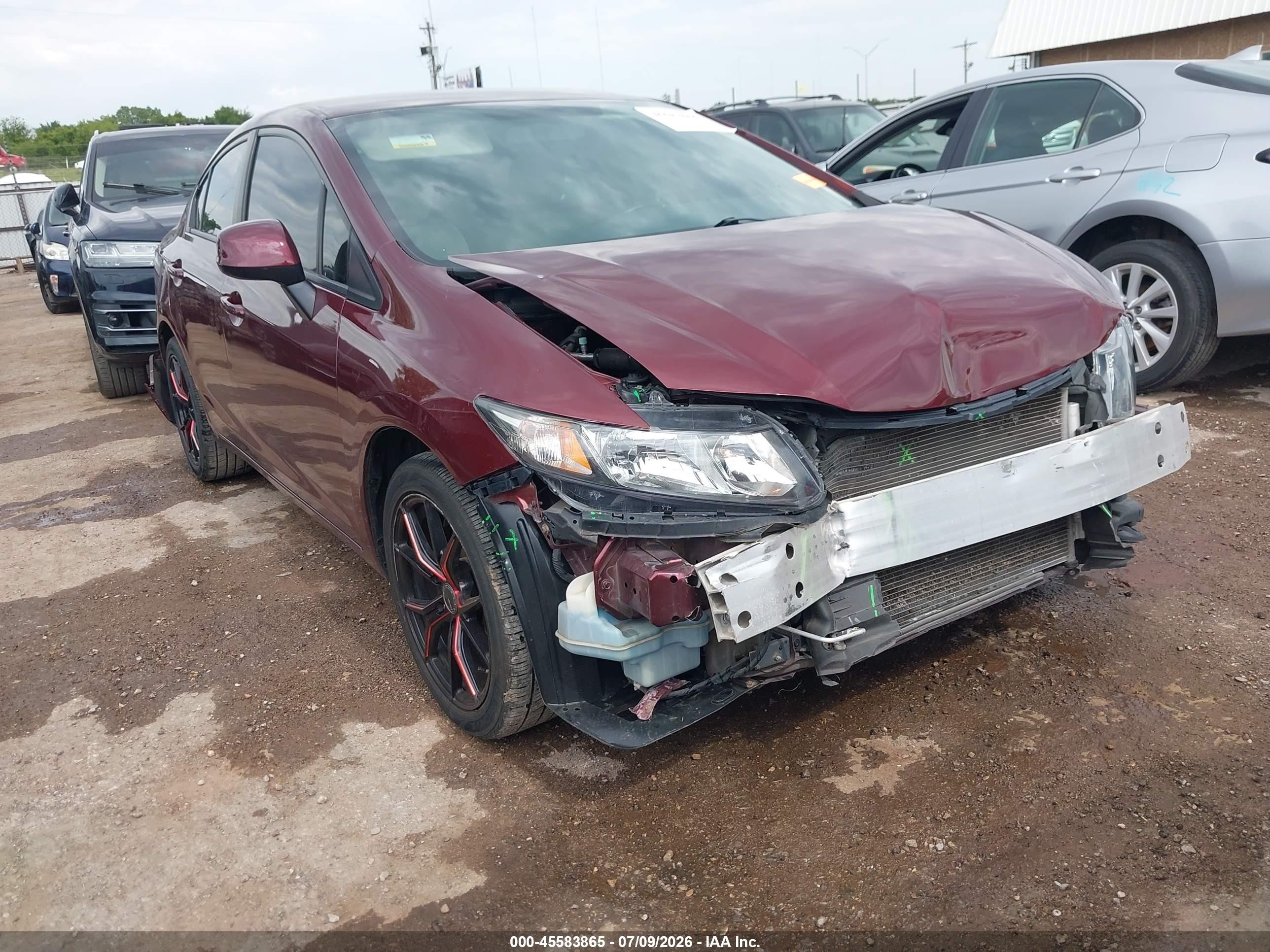 2013 Honda Civic Lx Red vin: 19XFB2F51DE241002