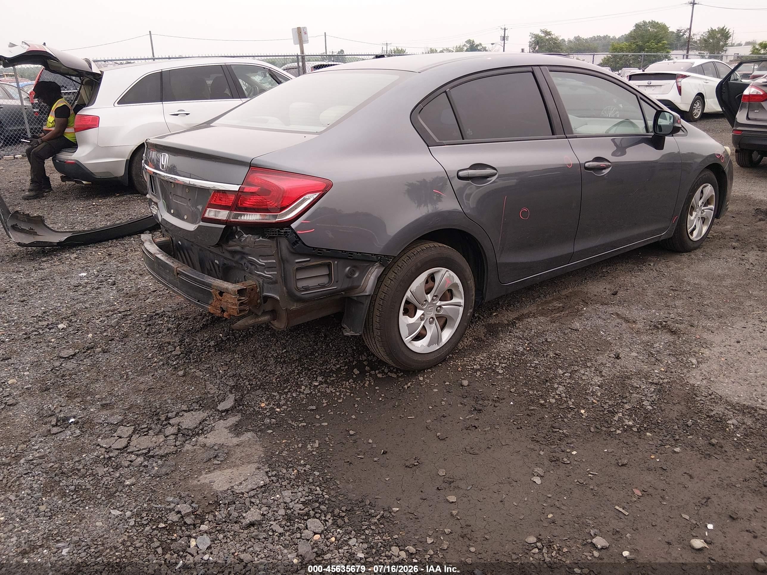 2013 Honda Civic Lx Серый vin: 19XFB2F51DE243106