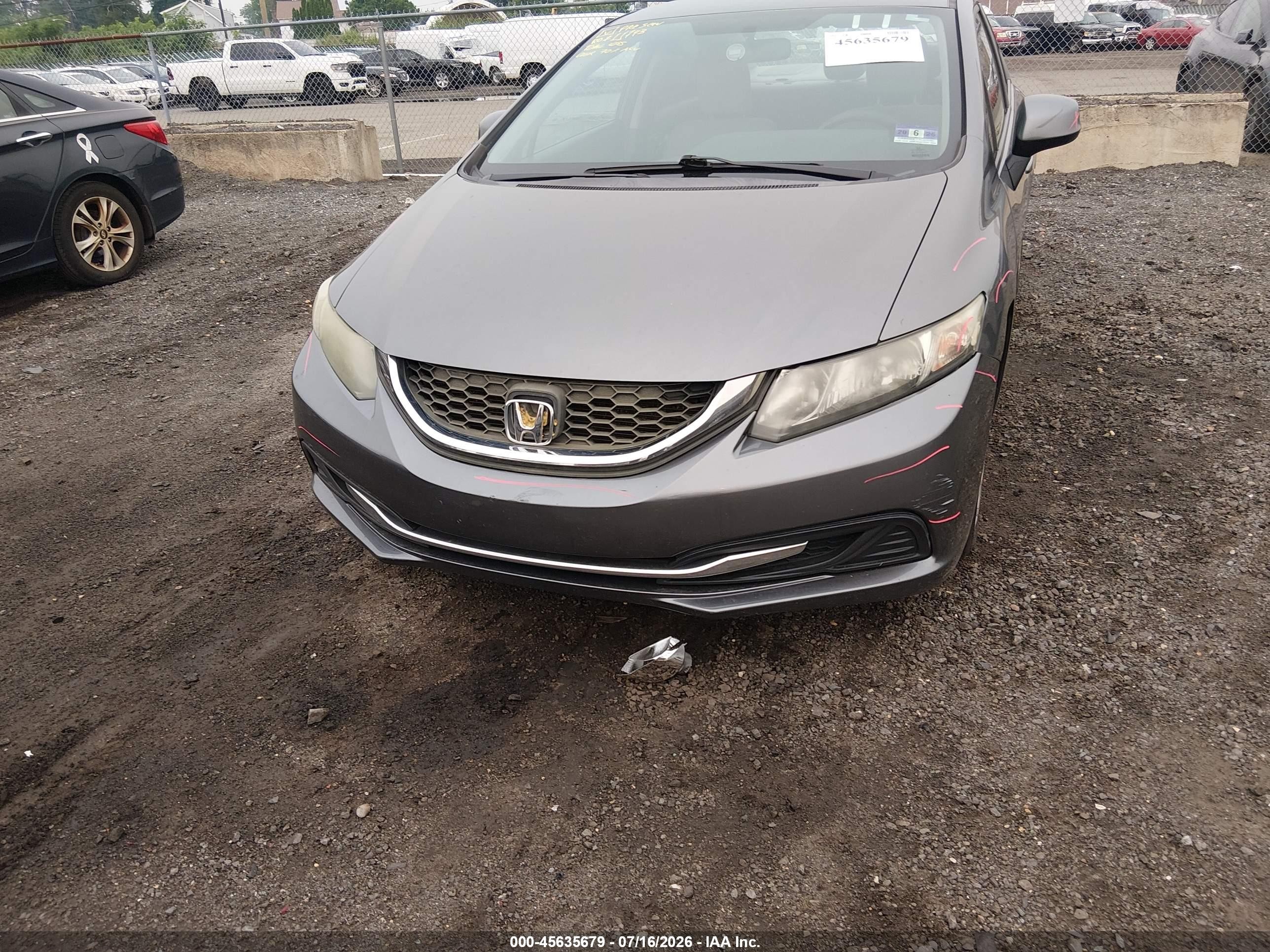 2013 Honda Civic Lx Серый vin: 19XFB2F51DE243106