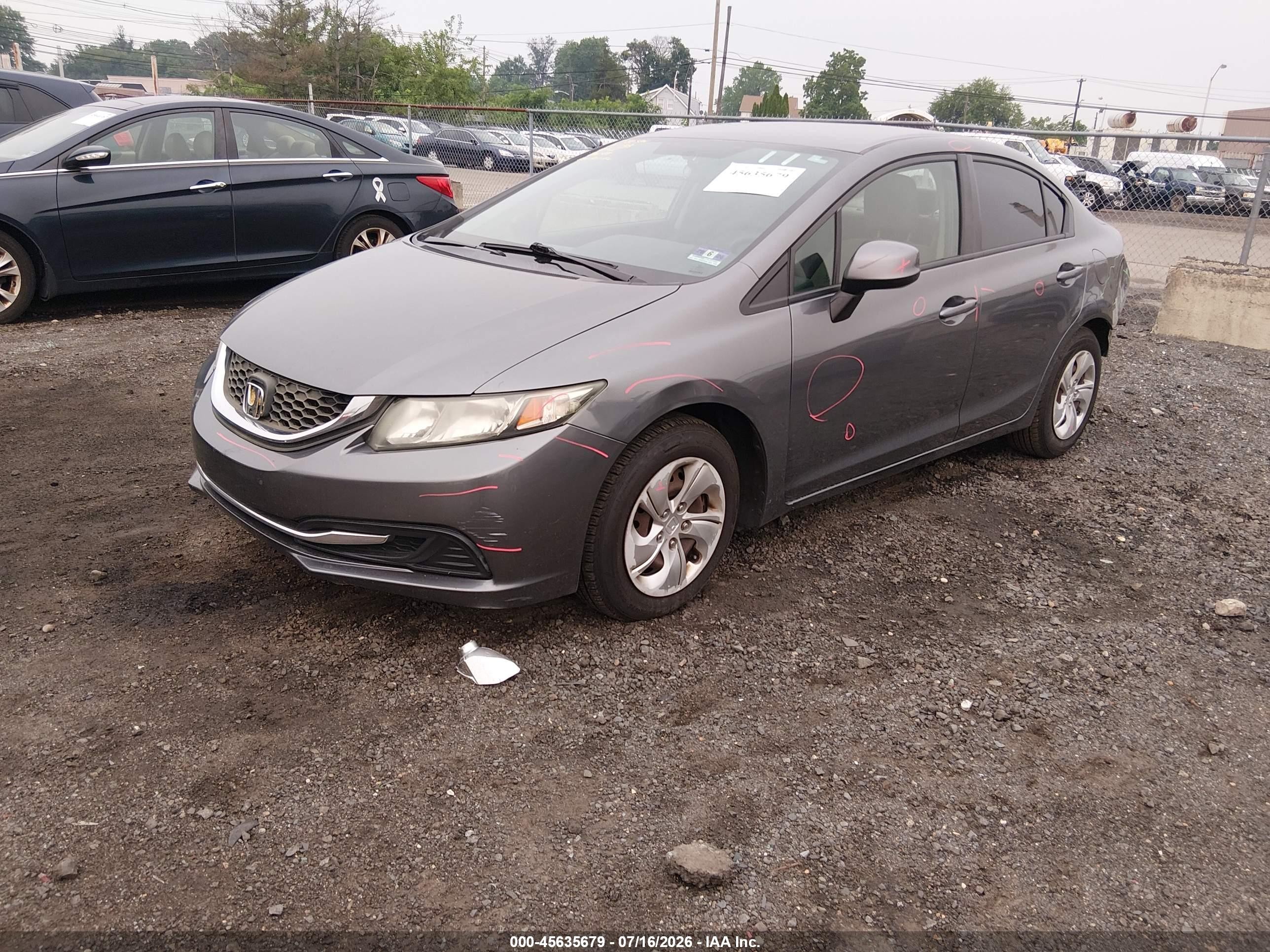 2013 Honda Civic Lx Серый vin: 19XFB2F51DE243106