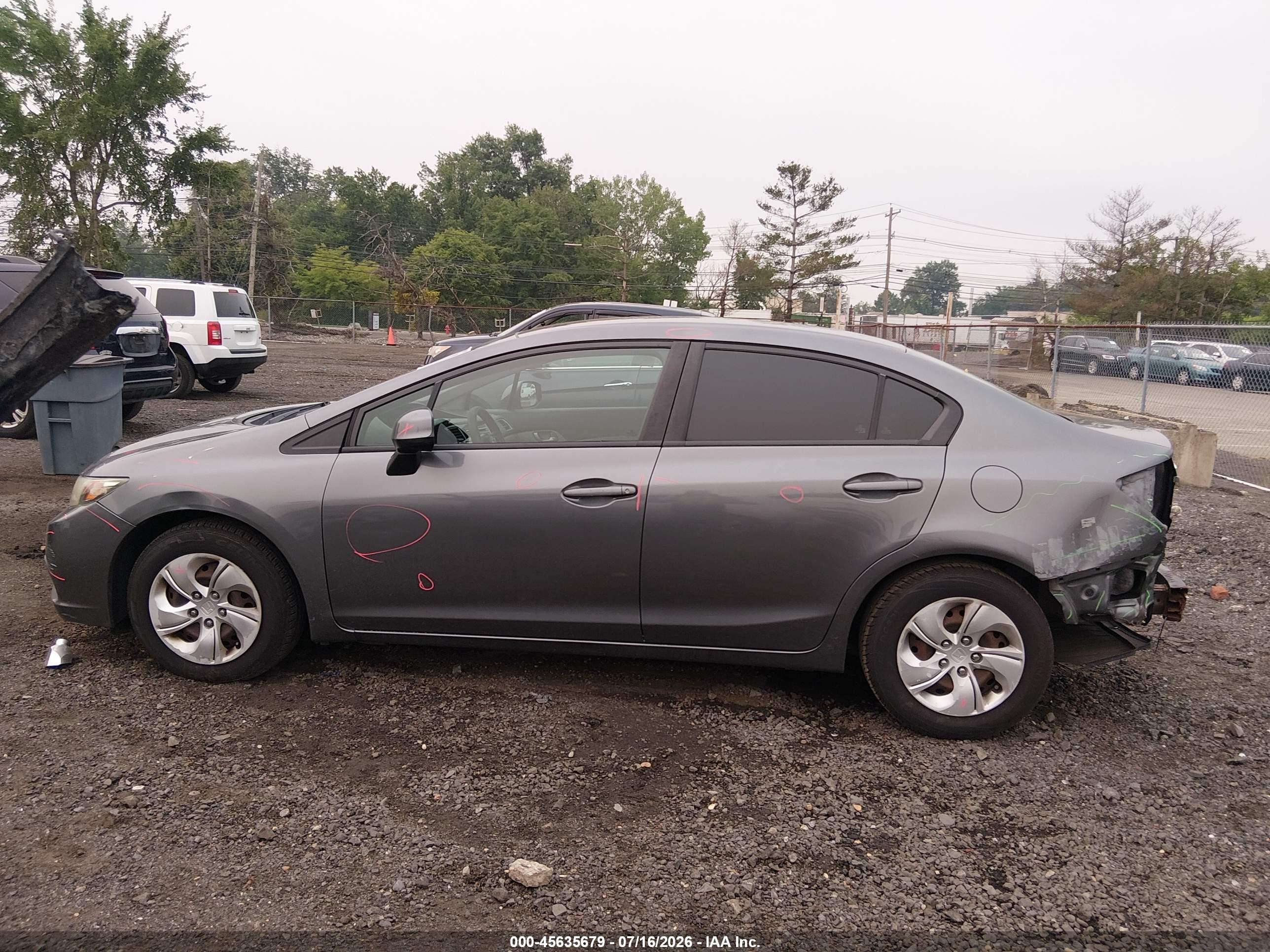 2013 Honda Civic Lx Серый vin: 19XFB2F51DE243106