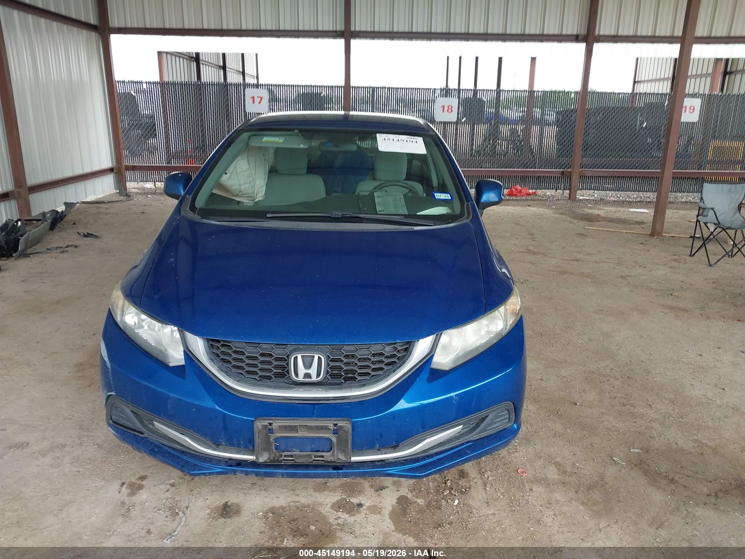 2013 Honda Civic Lx Blue vin: 19XFB2F51DE262044