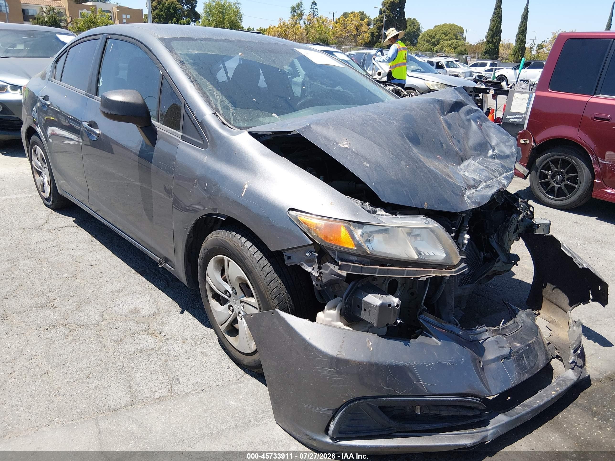2013 Honda Civic Lx Gray vin: 19XFB2F51DE276476