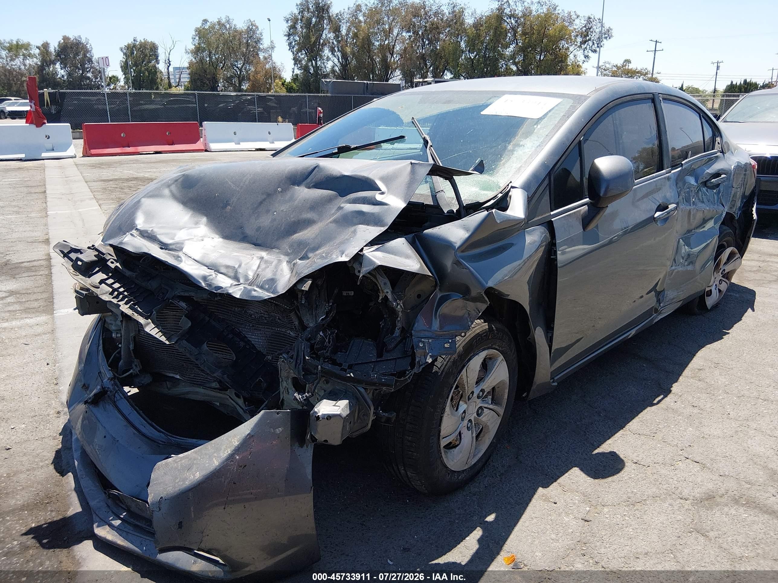 2013 Honda Civic Lx Gray vin: 19XFB2F51DE276476