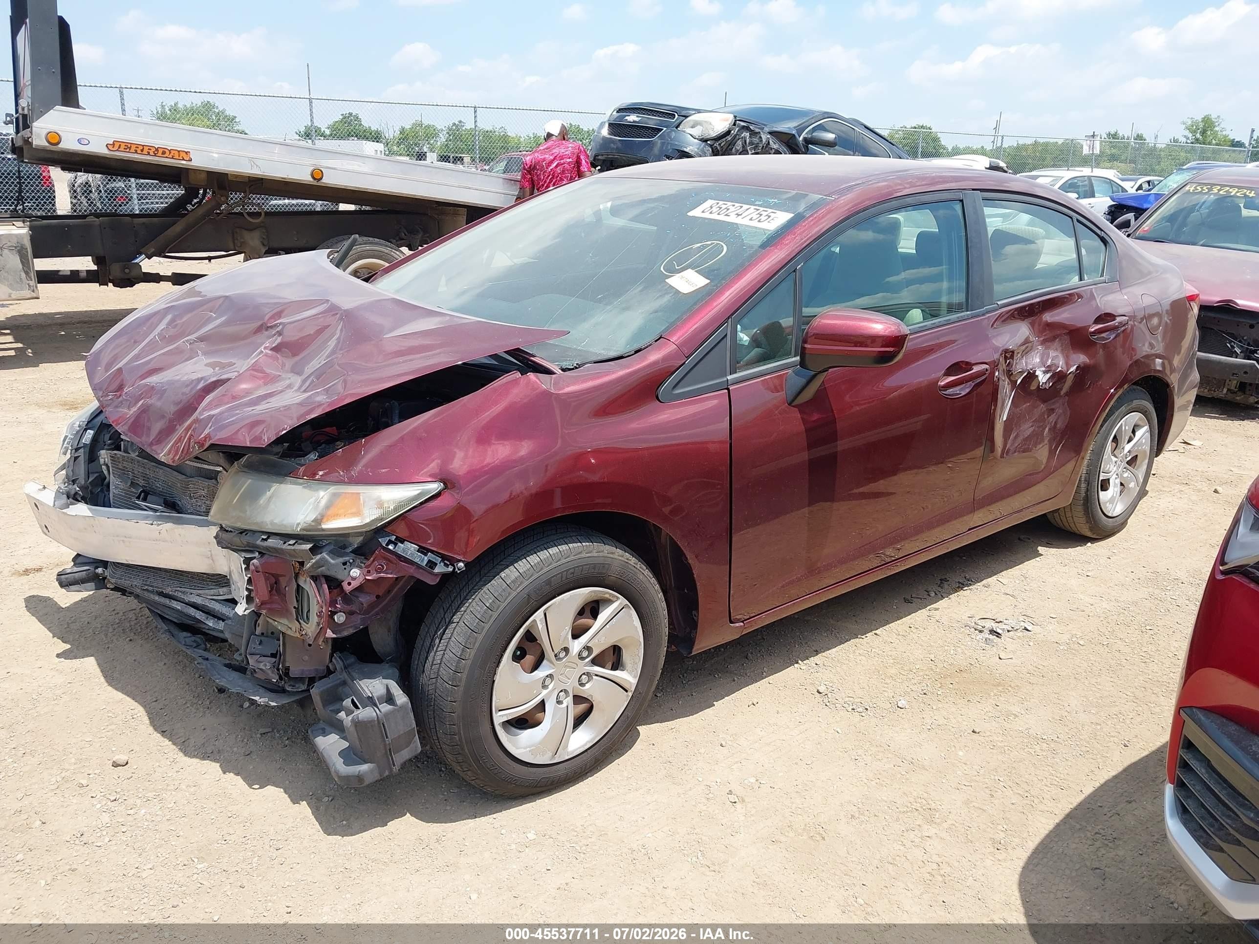 2014 Honda Civic Lx Maroon vin: 19XFB2F51EE005614
