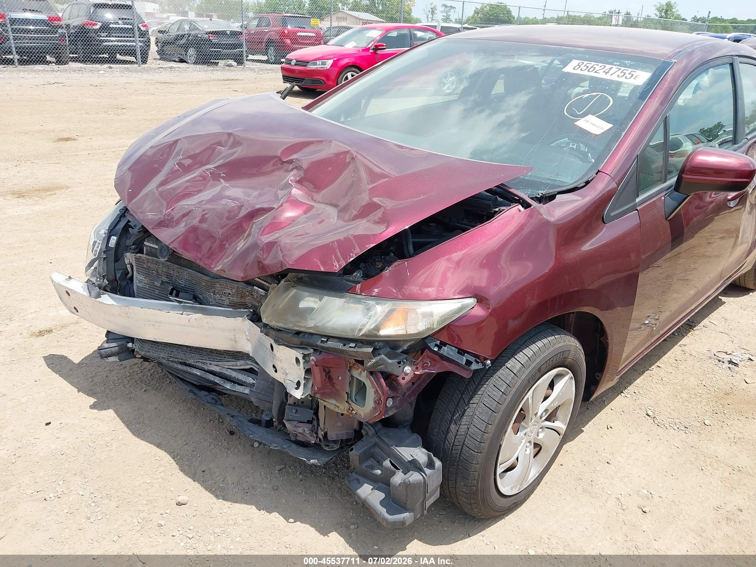 2014 Honda Civic Lx Maroon vin: 19XFB2F51EE005614