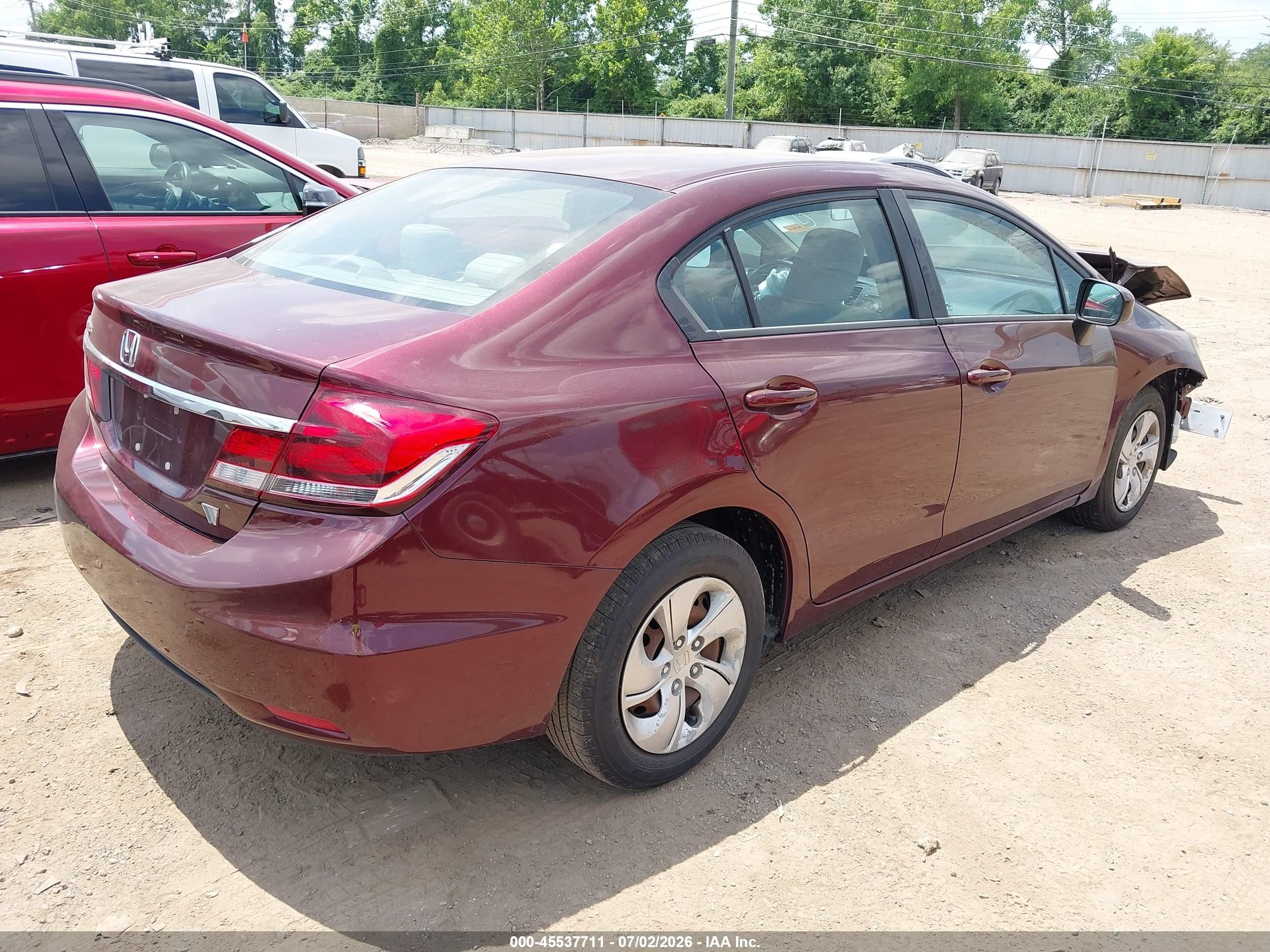 2014 Honda Civic Lx Maroon vin: 19XFB2F51EE005614