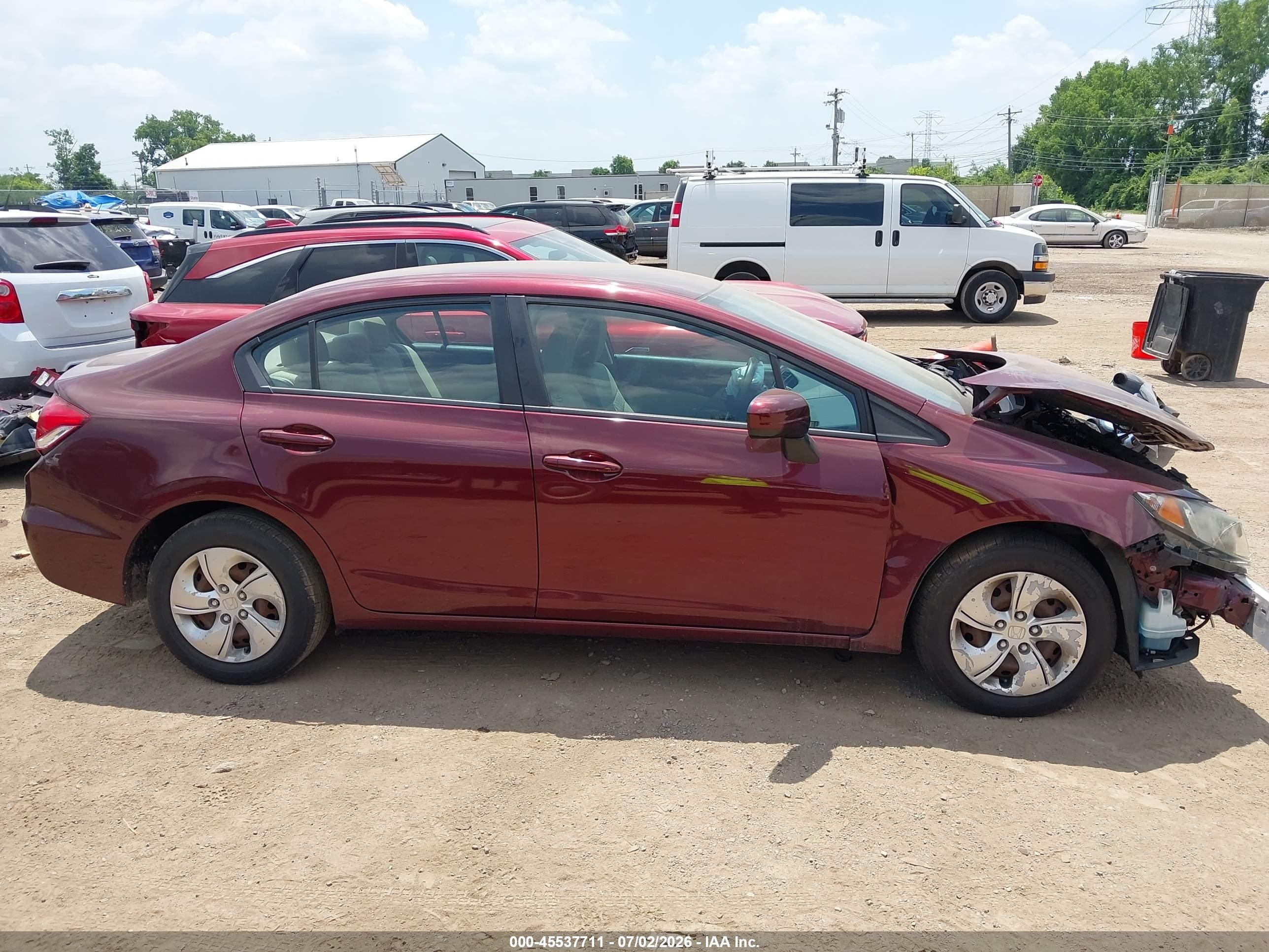 2014 Honda Civic Lx Maroon vin: 19XFB2F51EE005614