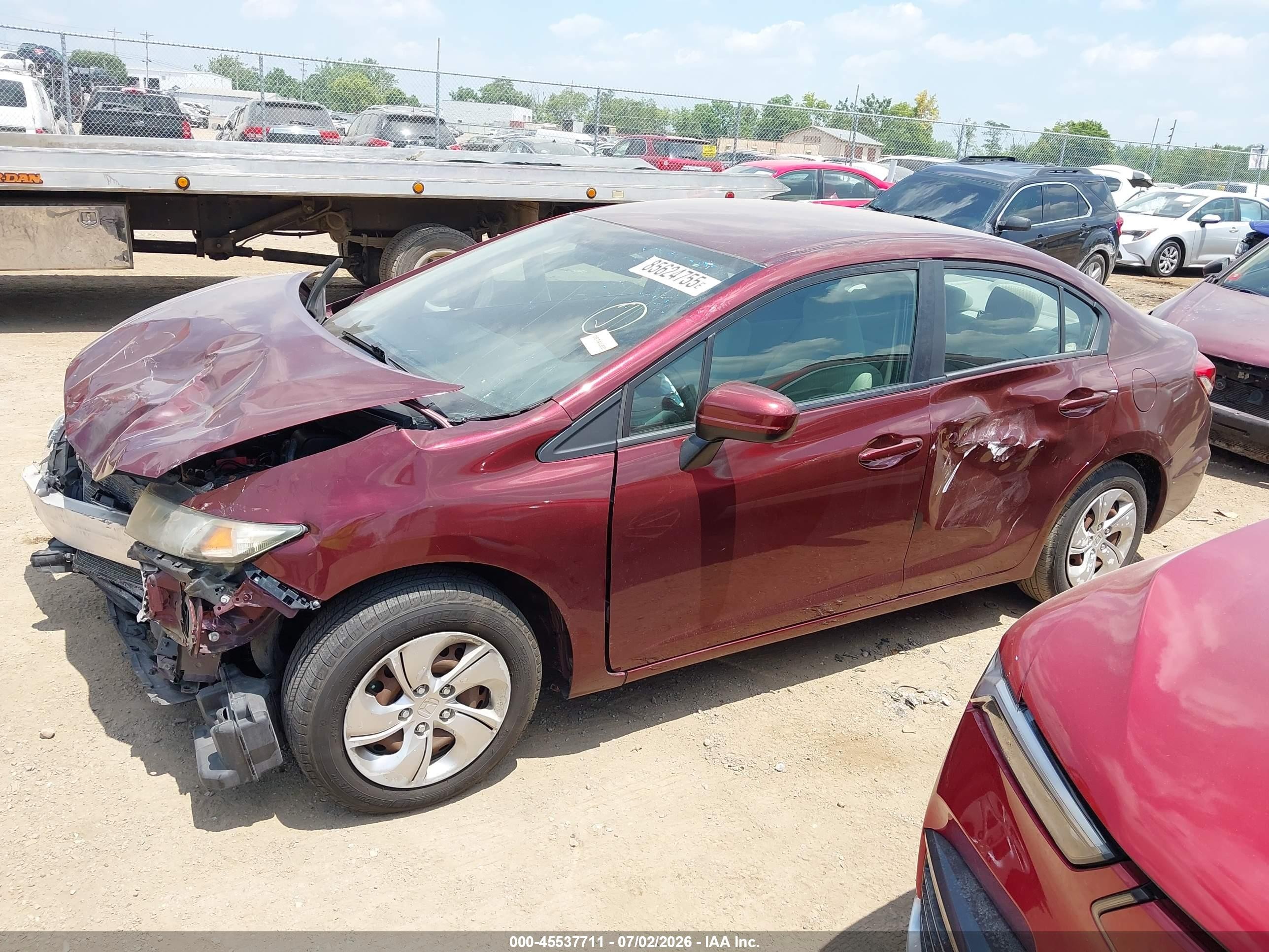 2014 Honda Civic Lx Maroon vin: 19XFB2F51EE005614