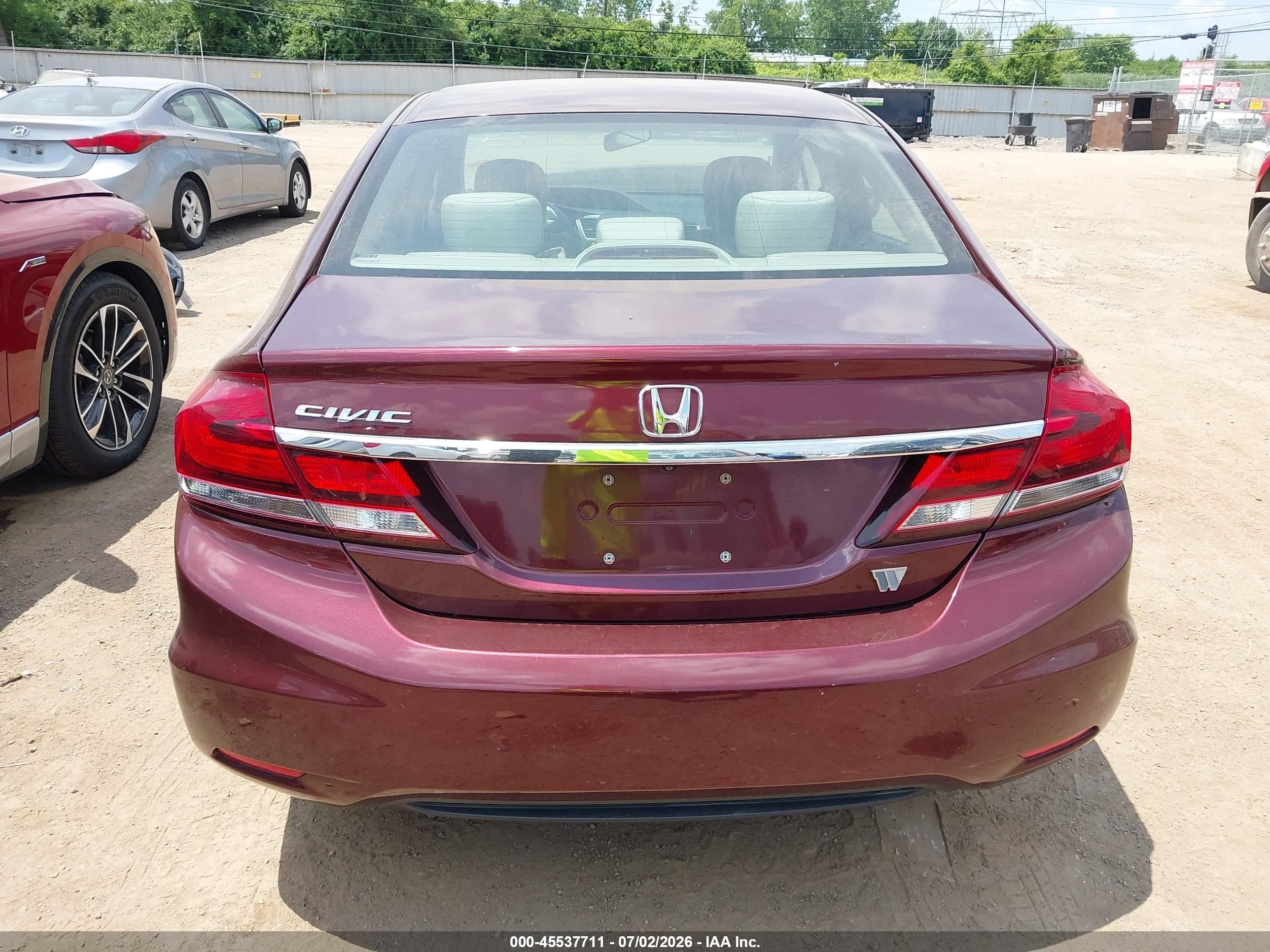 2014 Honda Civic Lx Maroon vin: 19XFB2F51EE005614