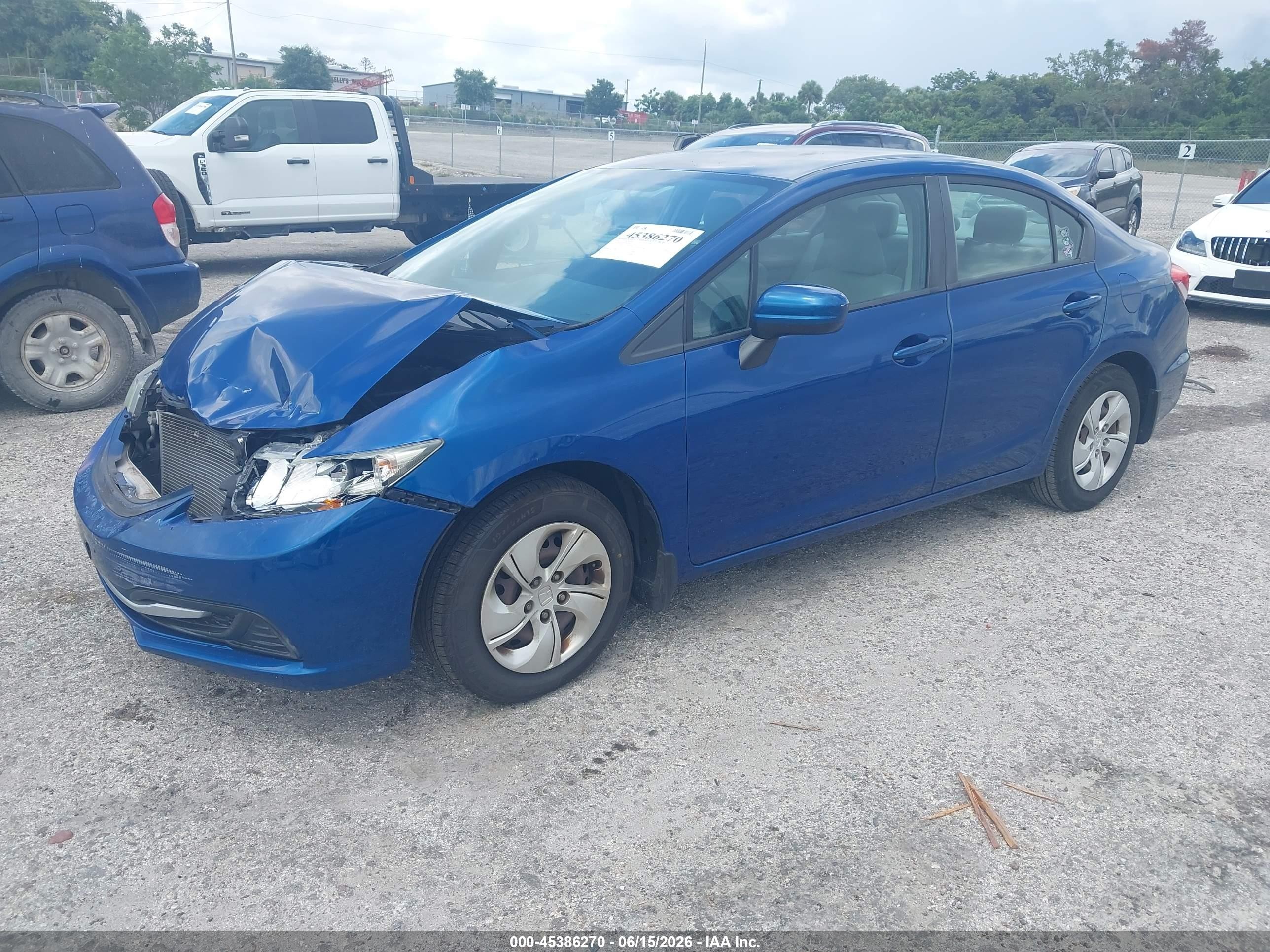 2014 Honda Civic Lx Blue vin: 19XFB2F51EE010649