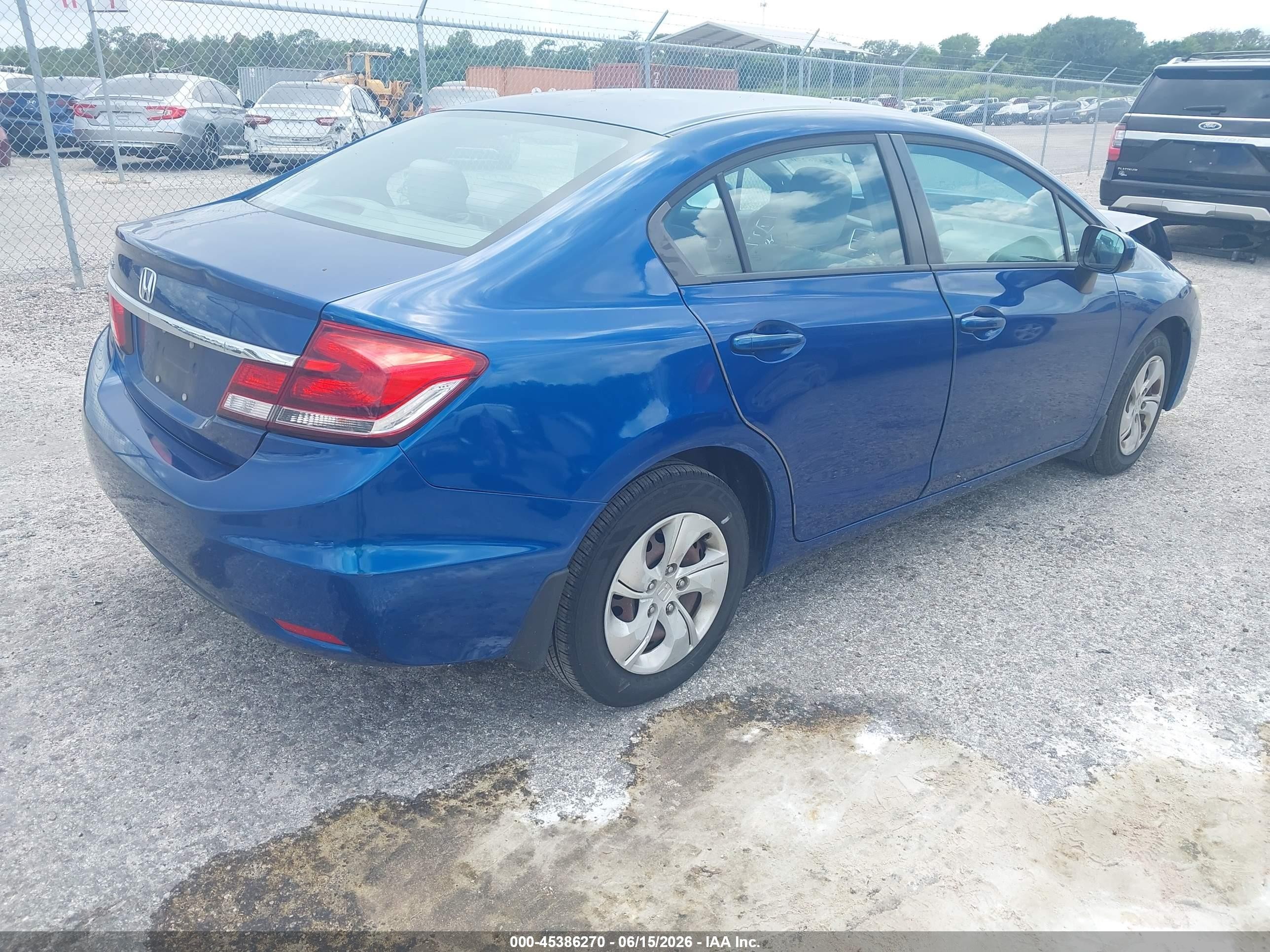 2014 Honda Civic Lx Blue vin: 19XFB2F51EE010649