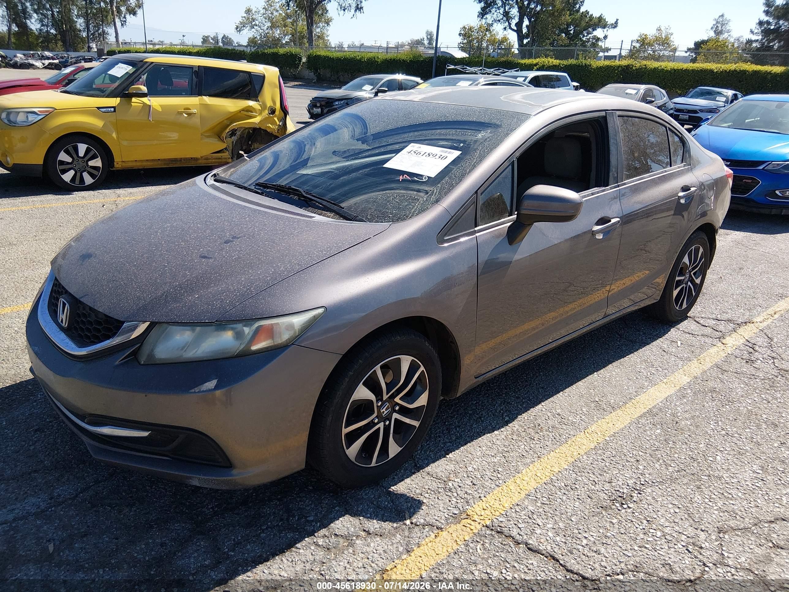 2014 Honda Civic Lx Gray vin: 19XFB2F51EE025037