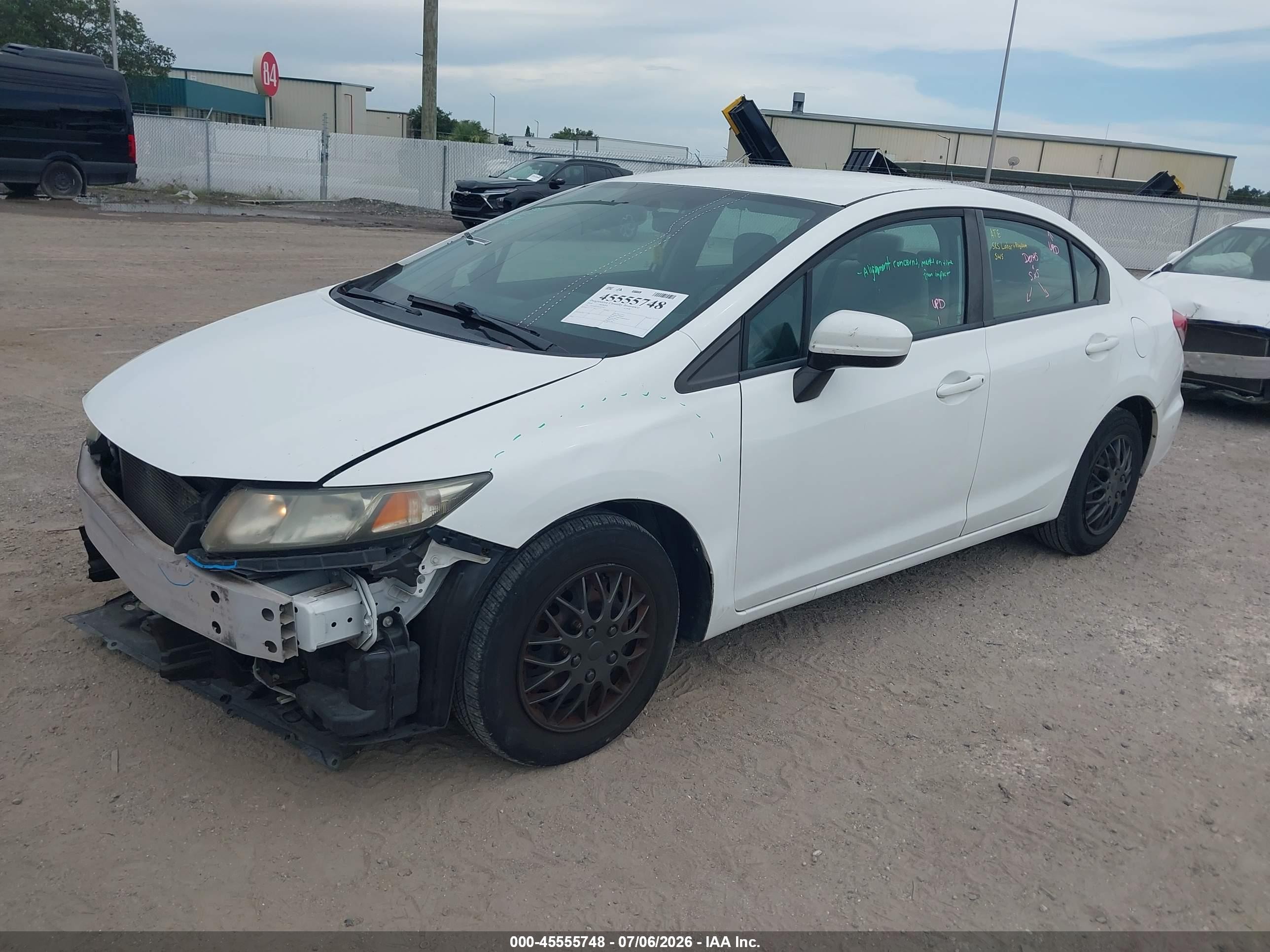 2014 Honda Civic Lx White vin: 19XFB2F51EE027855
