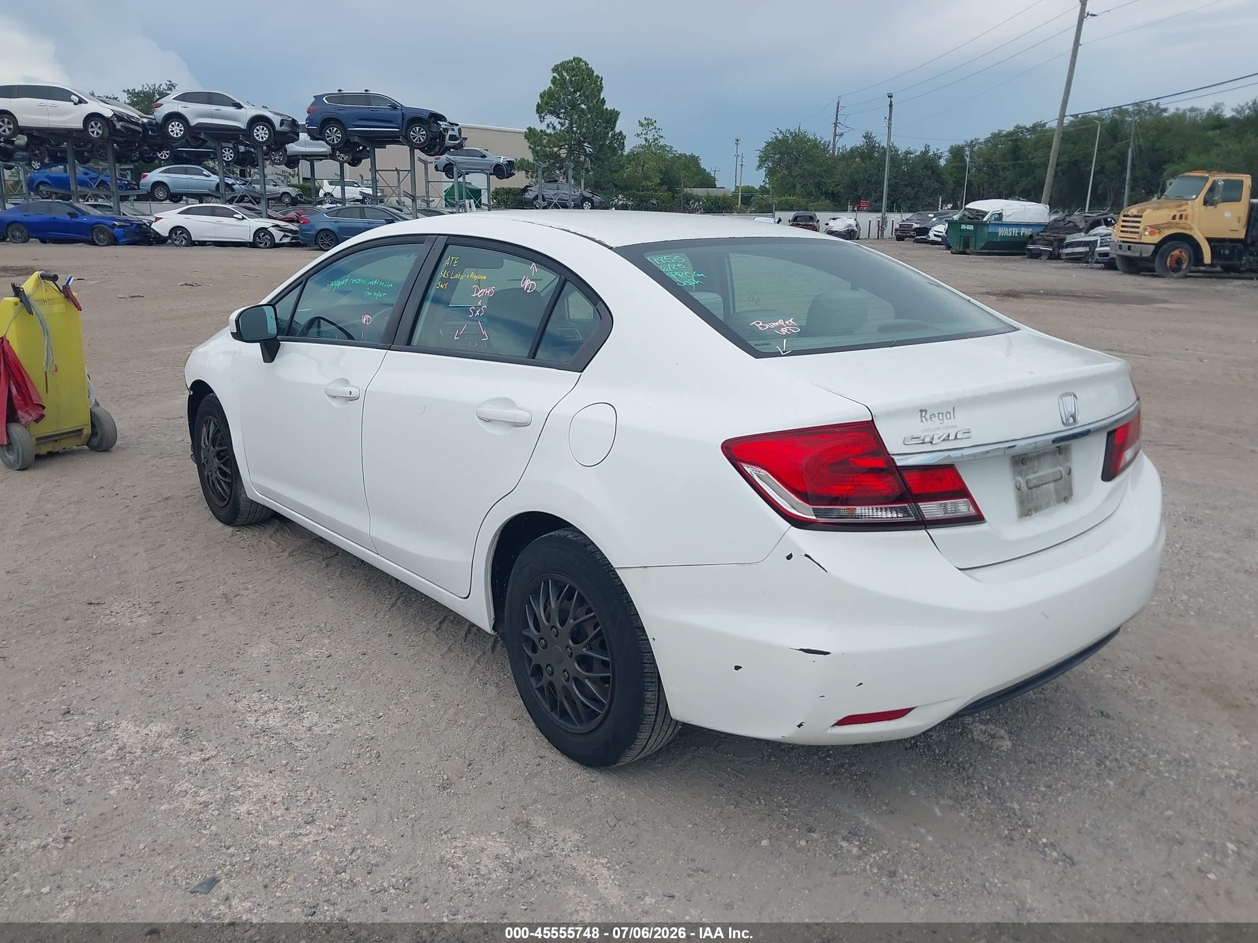 2014 Honda Civic Lx White vin: 19XFB2F51EE027855