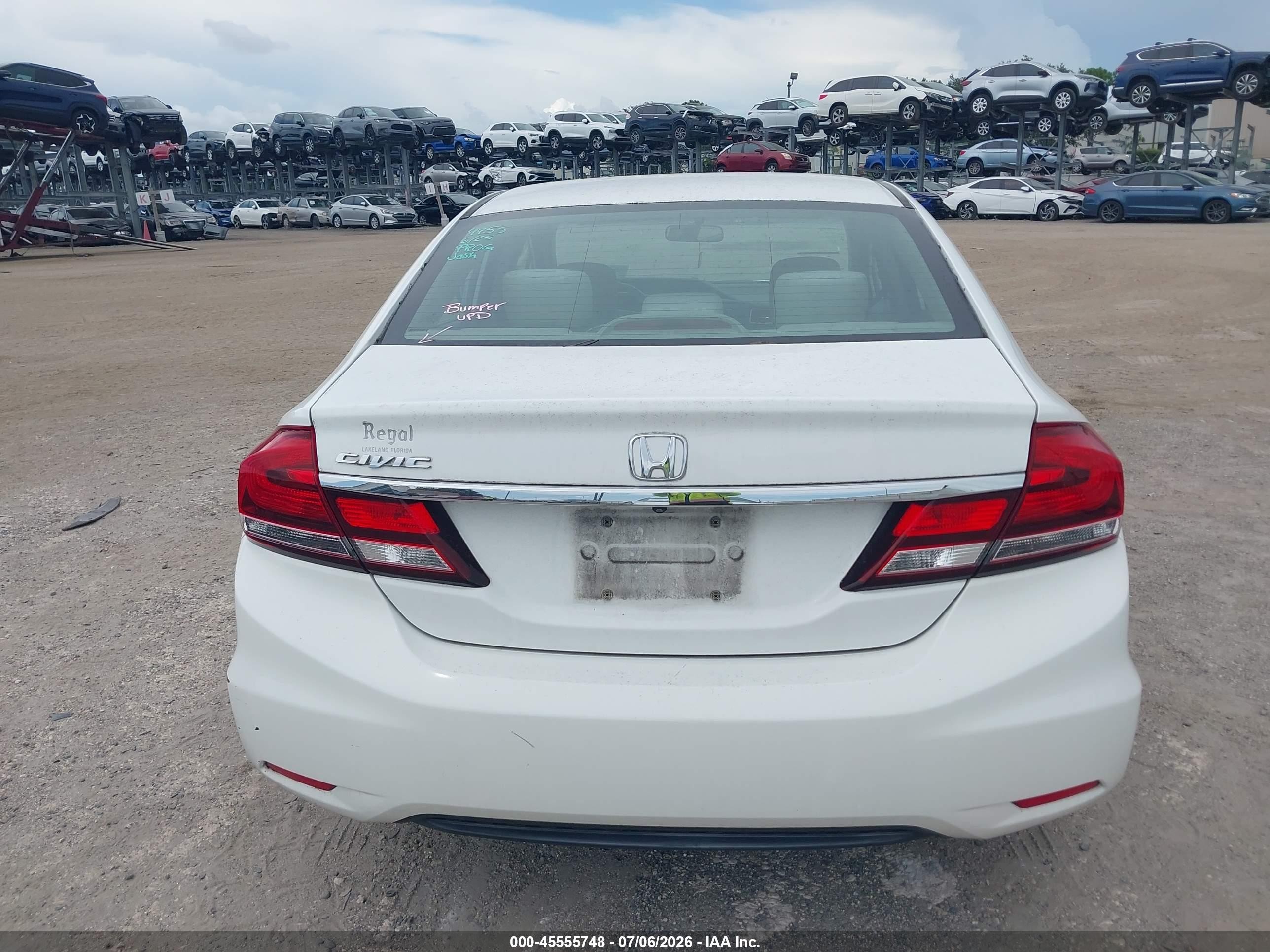 2014 Honda Civic Lx White vin: 19XFB2F51EE027855