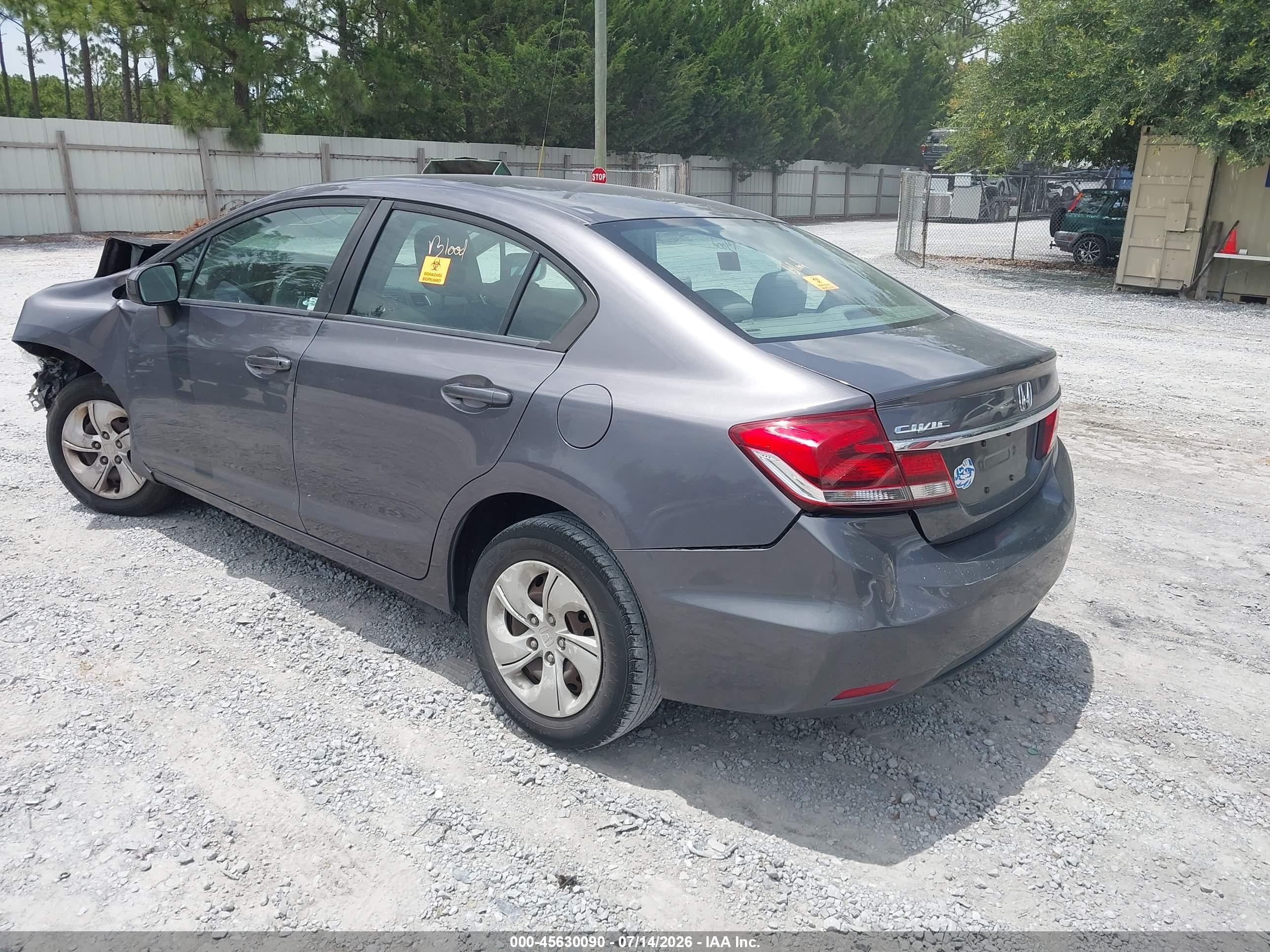2014 Honda Civic Lx Gray vin: 19XFB2F51EE033669