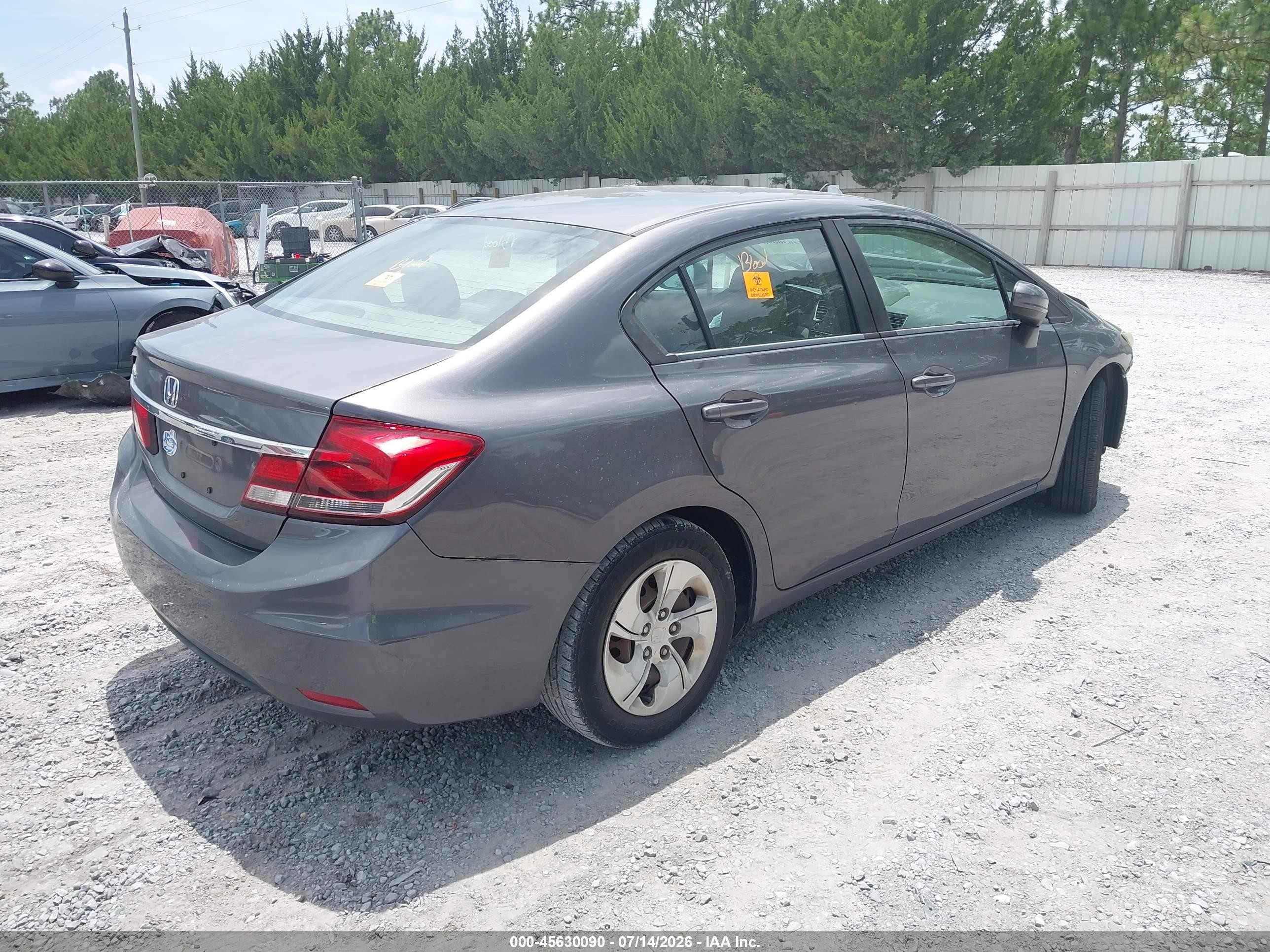 2014 Honda Civic Lx Gray vin: 19XFB2F51EE033669