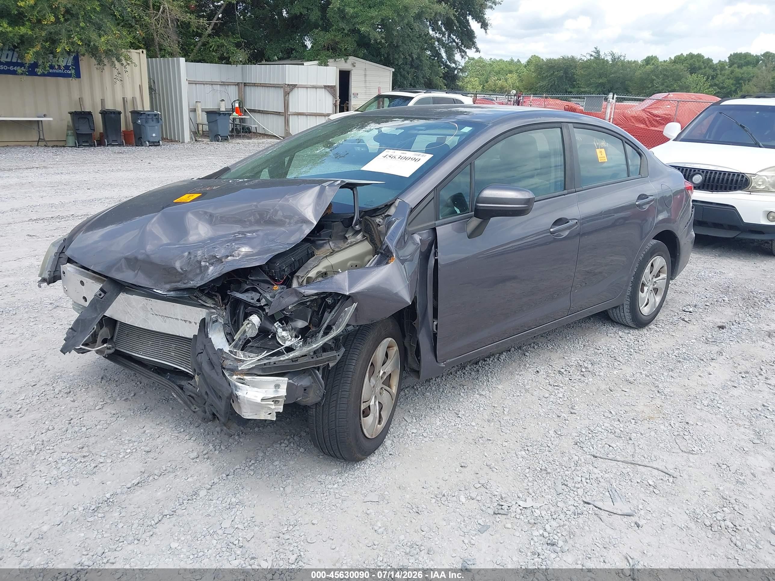 2014 Honda Civic Lx Gray vin: 19XFB2F51EE033669