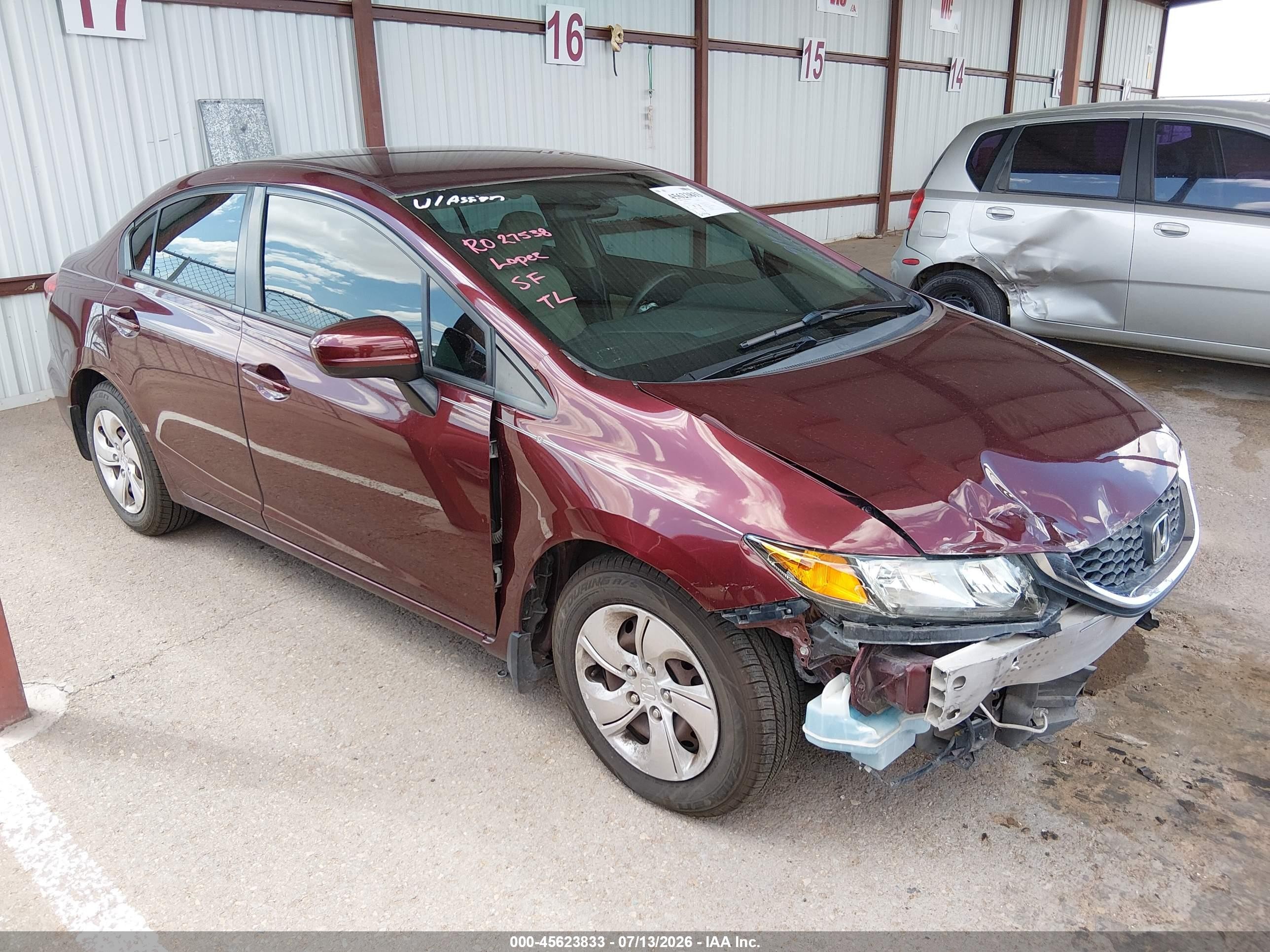2014 Honda Civic Lx Maroon vin: 19XFB2F51EE056482