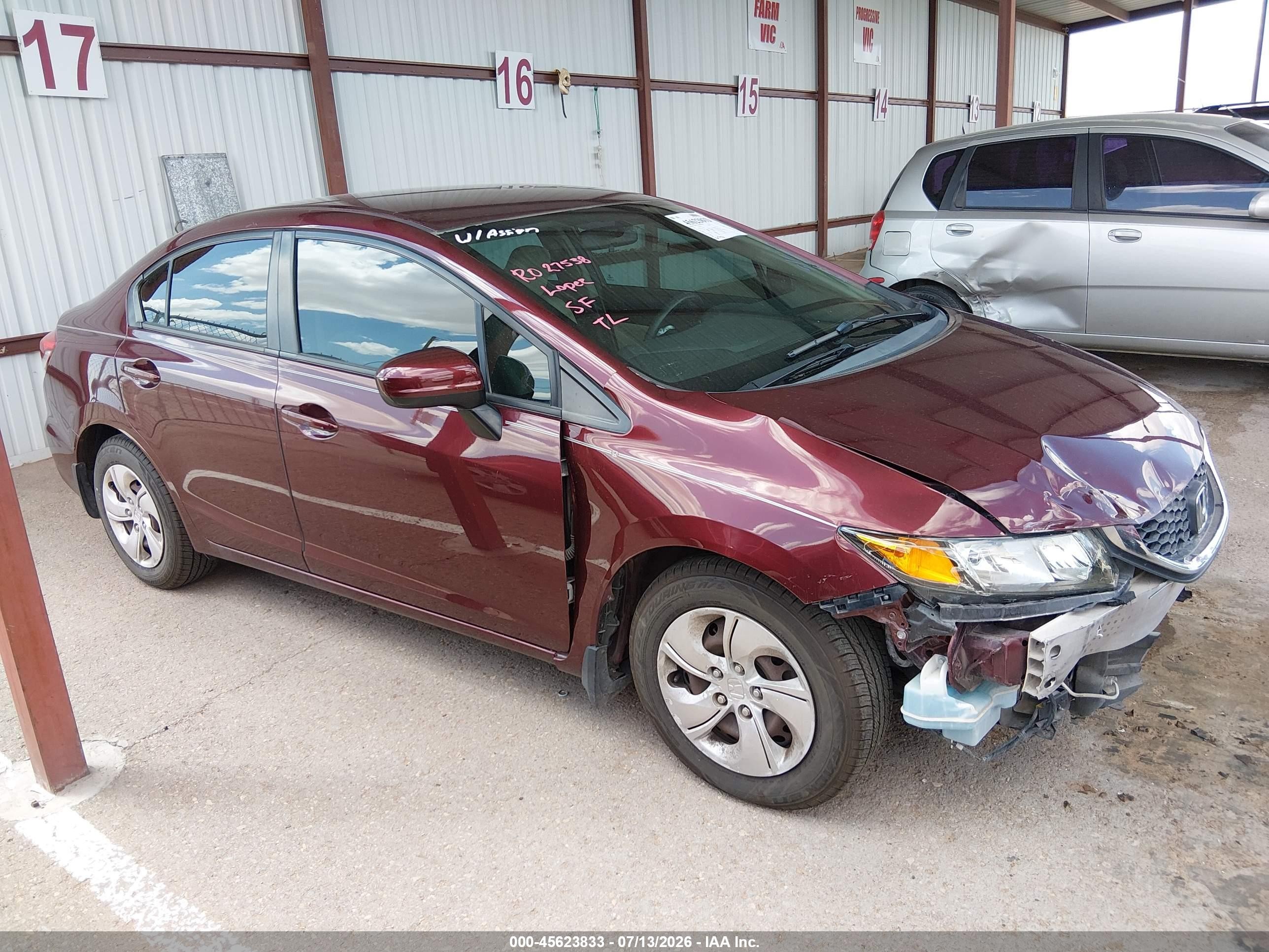2014 Honda Civic Lx Maroon vin: 19XFB2F51EE056482