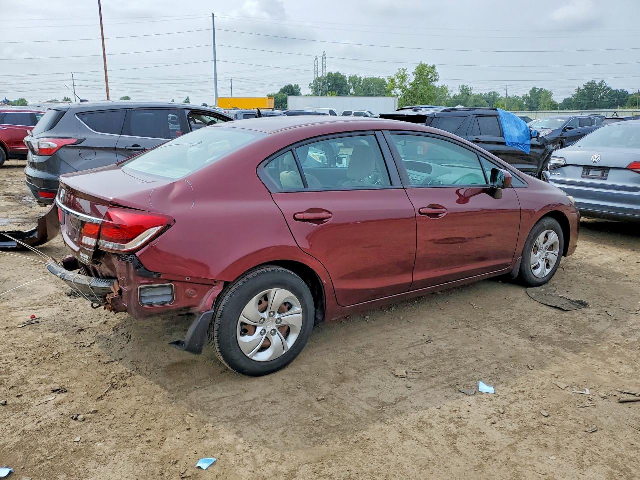 2014 Honda Civic Lx Burgundy vin: 19XFB2F51EE069605