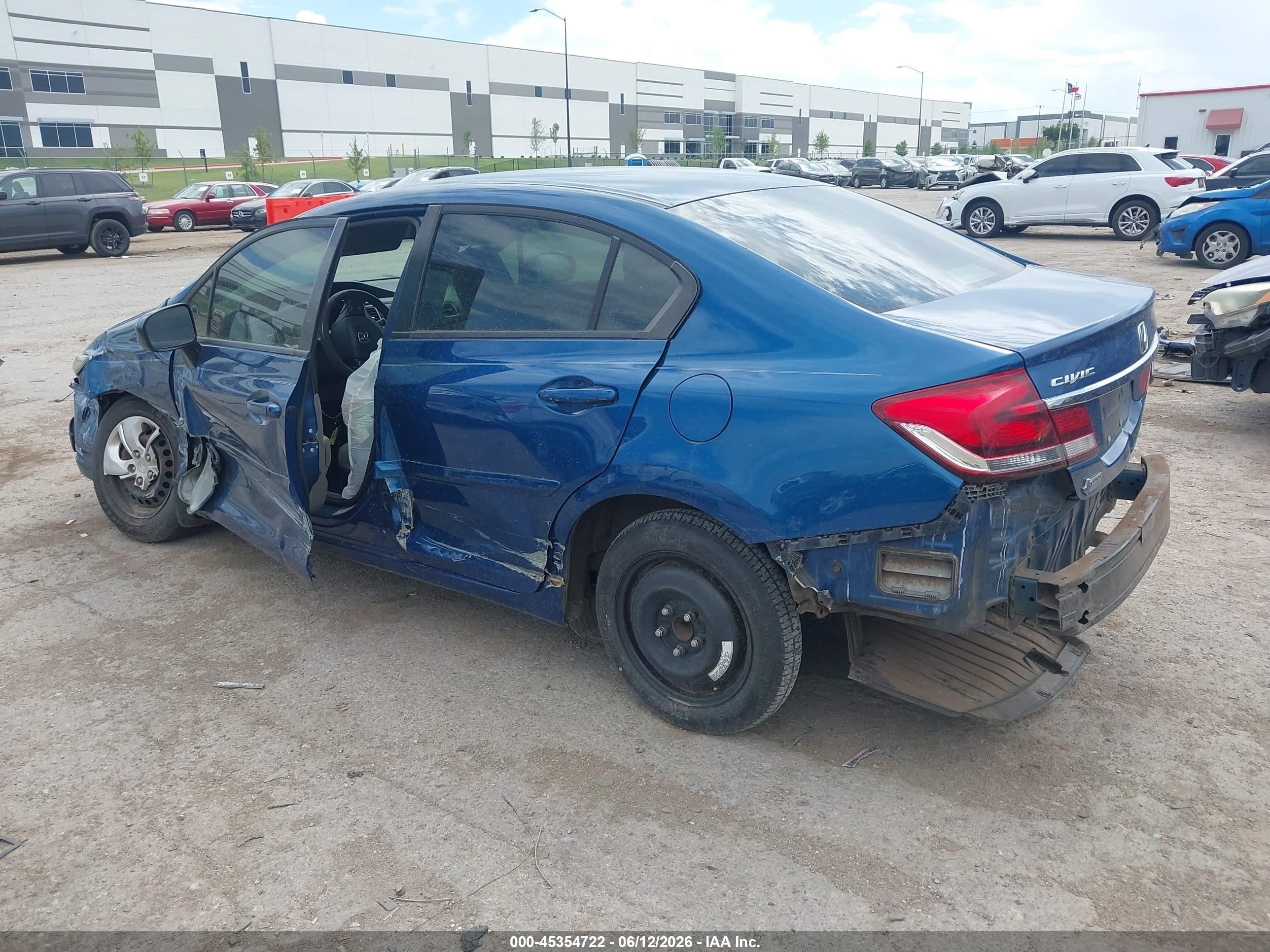2014 Honda Civic Lx Blue vin: 19XFB2F51EE074884