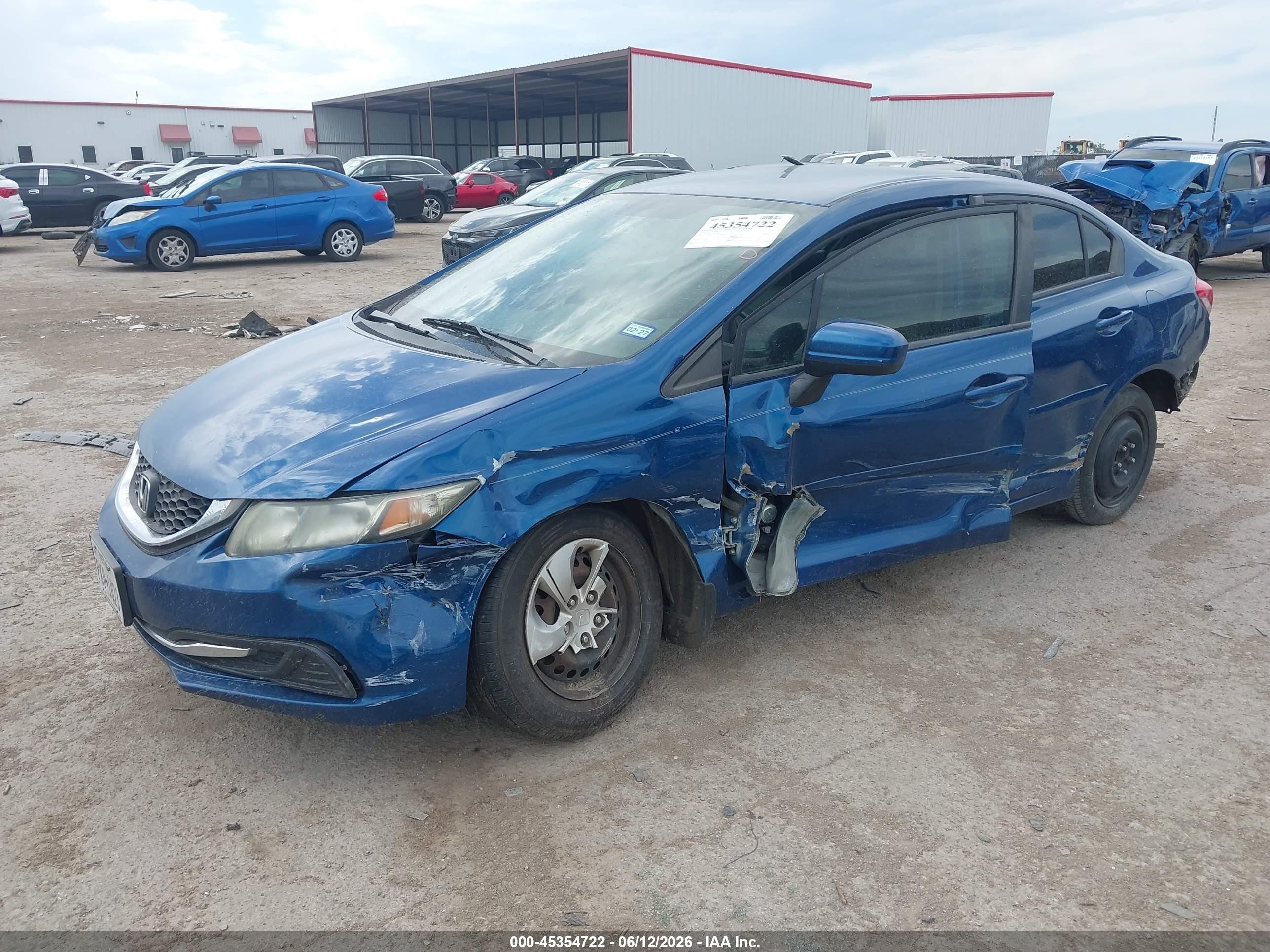 2014 Honda Civic Lx Blue vin: 19XFB2F51EE074884