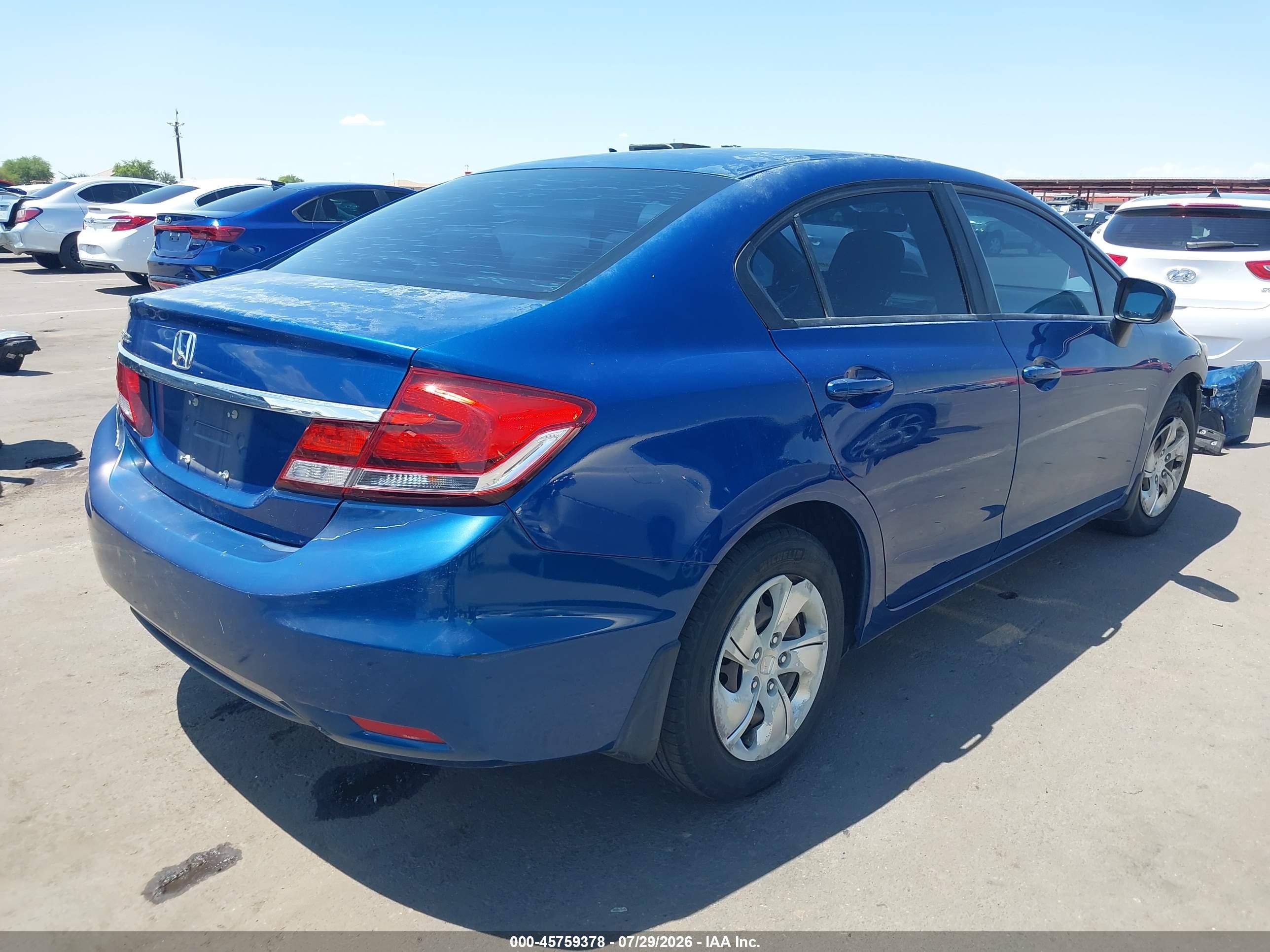 2014 Honda Civic Lx Blue vin: 19XFB2F51EE083455