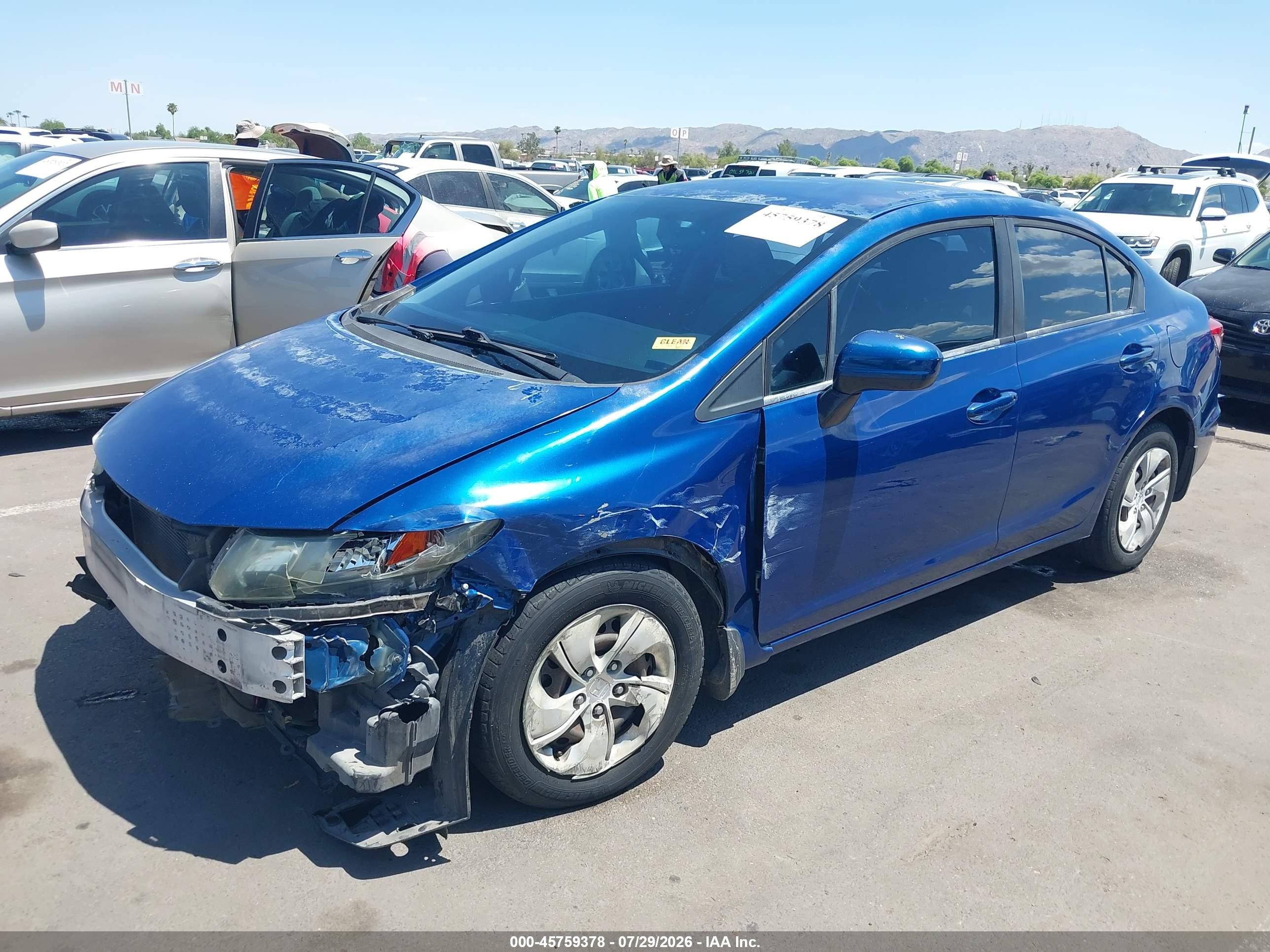 2014 Honda Civic Lx Blue vin: 19XFB2F51EE083455