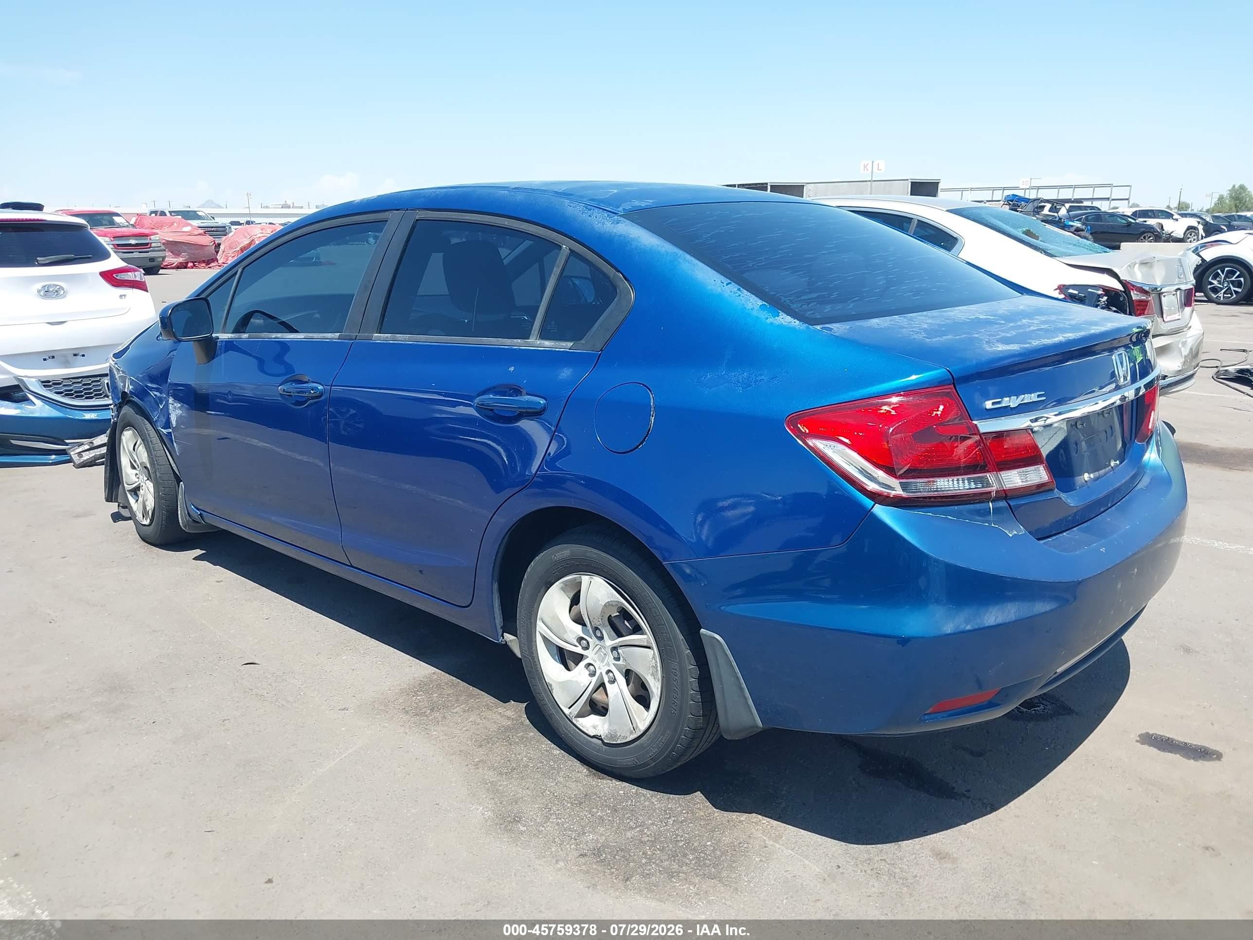 2014 Honda Civic Lx Blue vin: 19XFB2F51EE083455