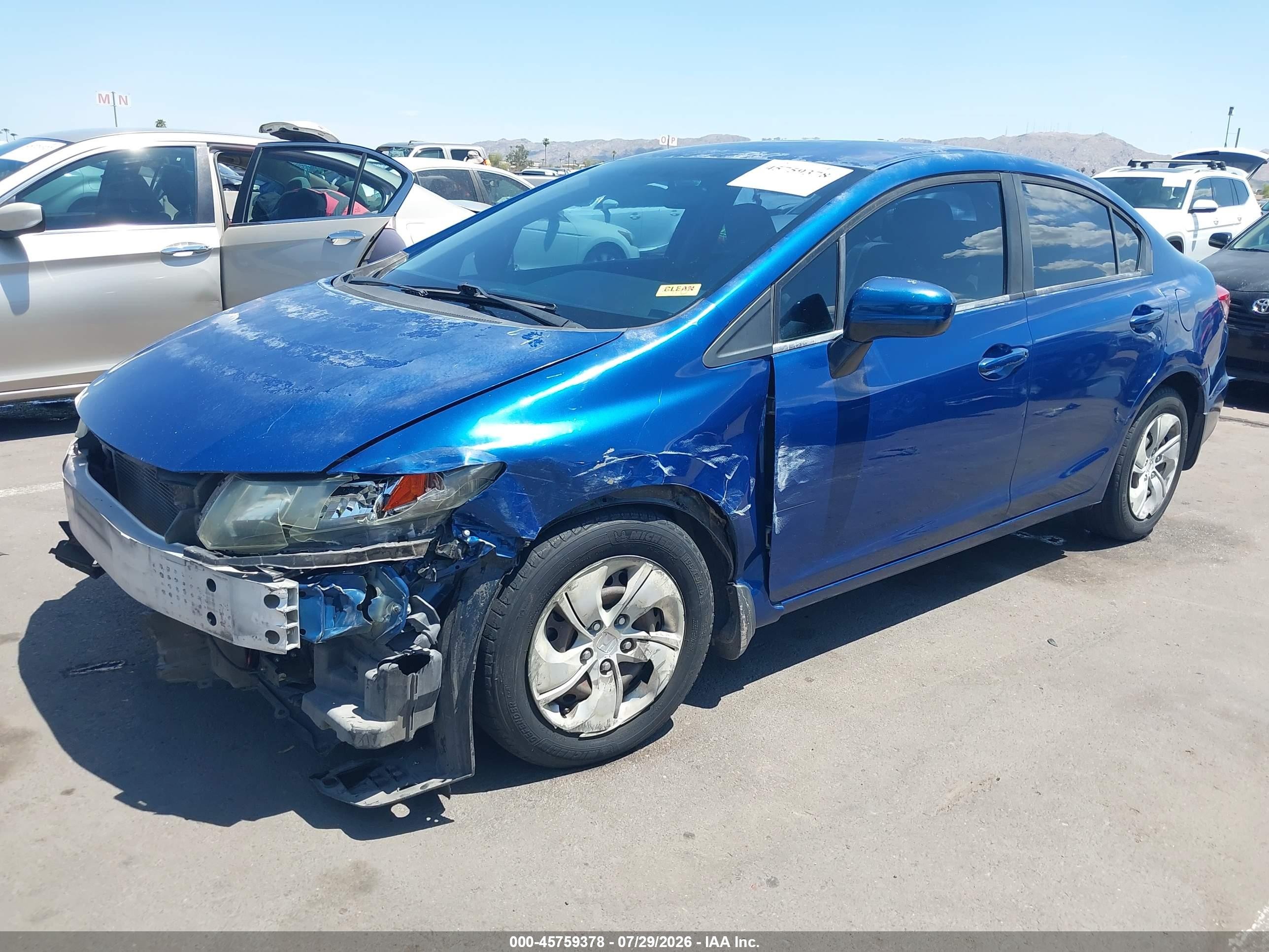 2014 Honda Civic Lx Blue vin: 19XFB2F51EE083455