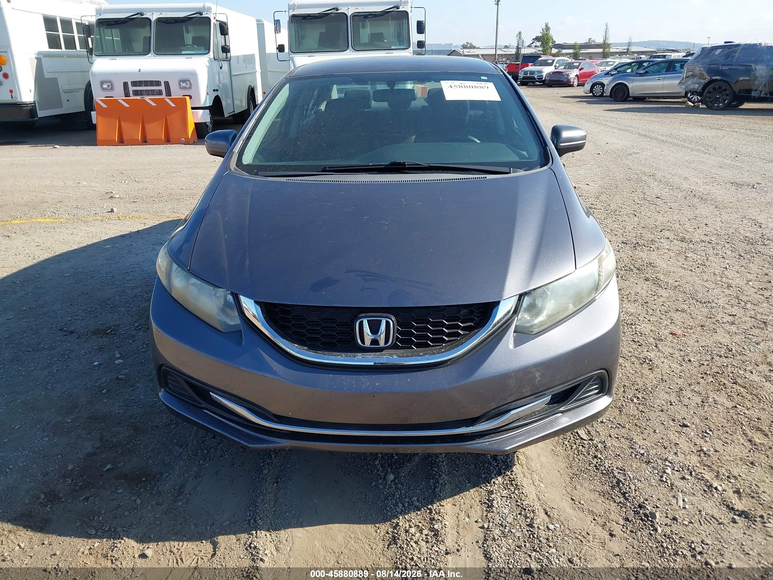 2014 Honda Civic Lx Gray vin: 19XFB2F51EE204341