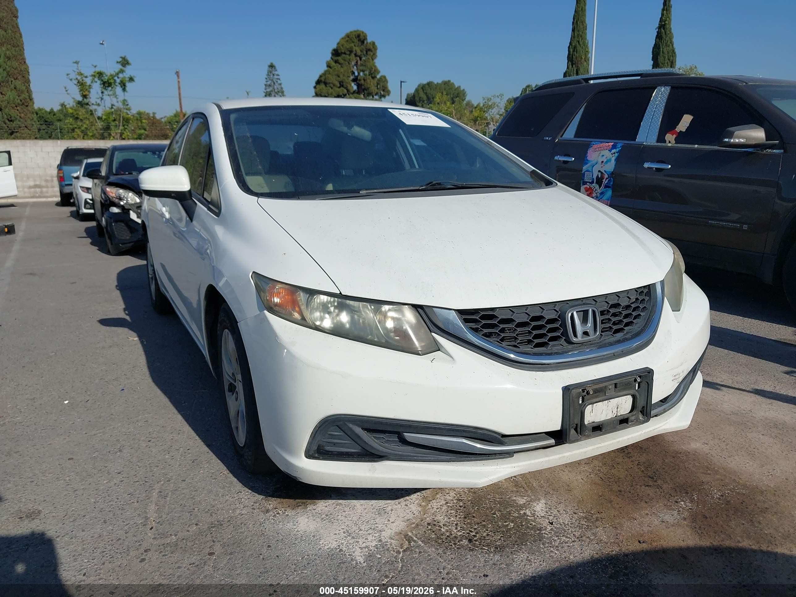 2014 Honda Civic Lx White vin: 19XFB2F51EE205828