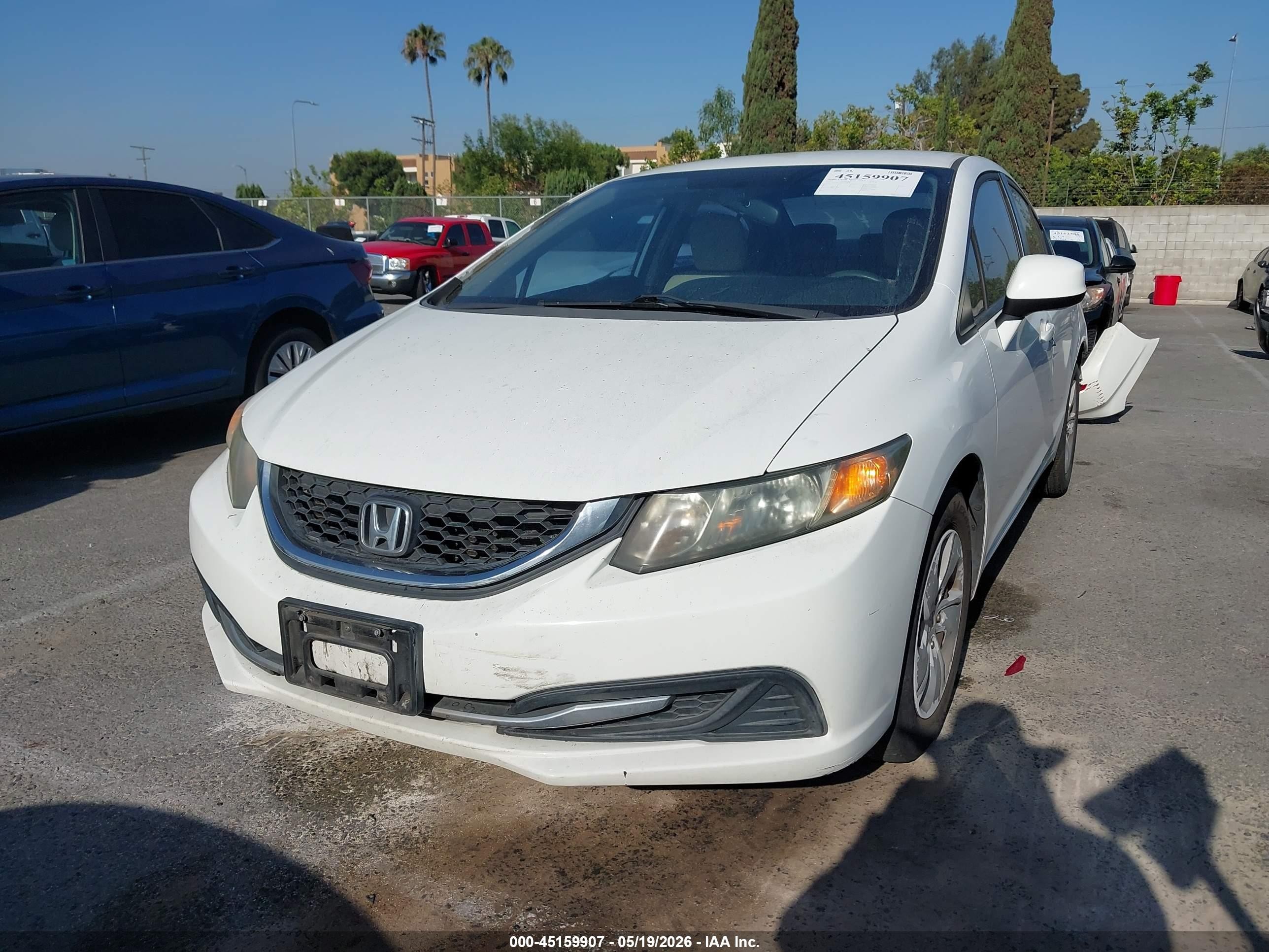 2014 Honda Civic Lx White vin: 19XFB2F51EE205828