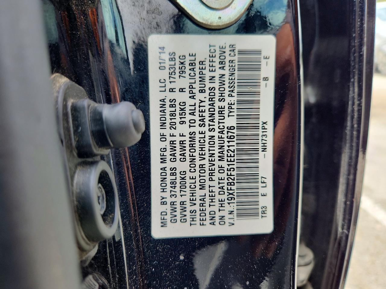 2014 Honda Civic Lx Black vin: 19XFB2F51EE211676