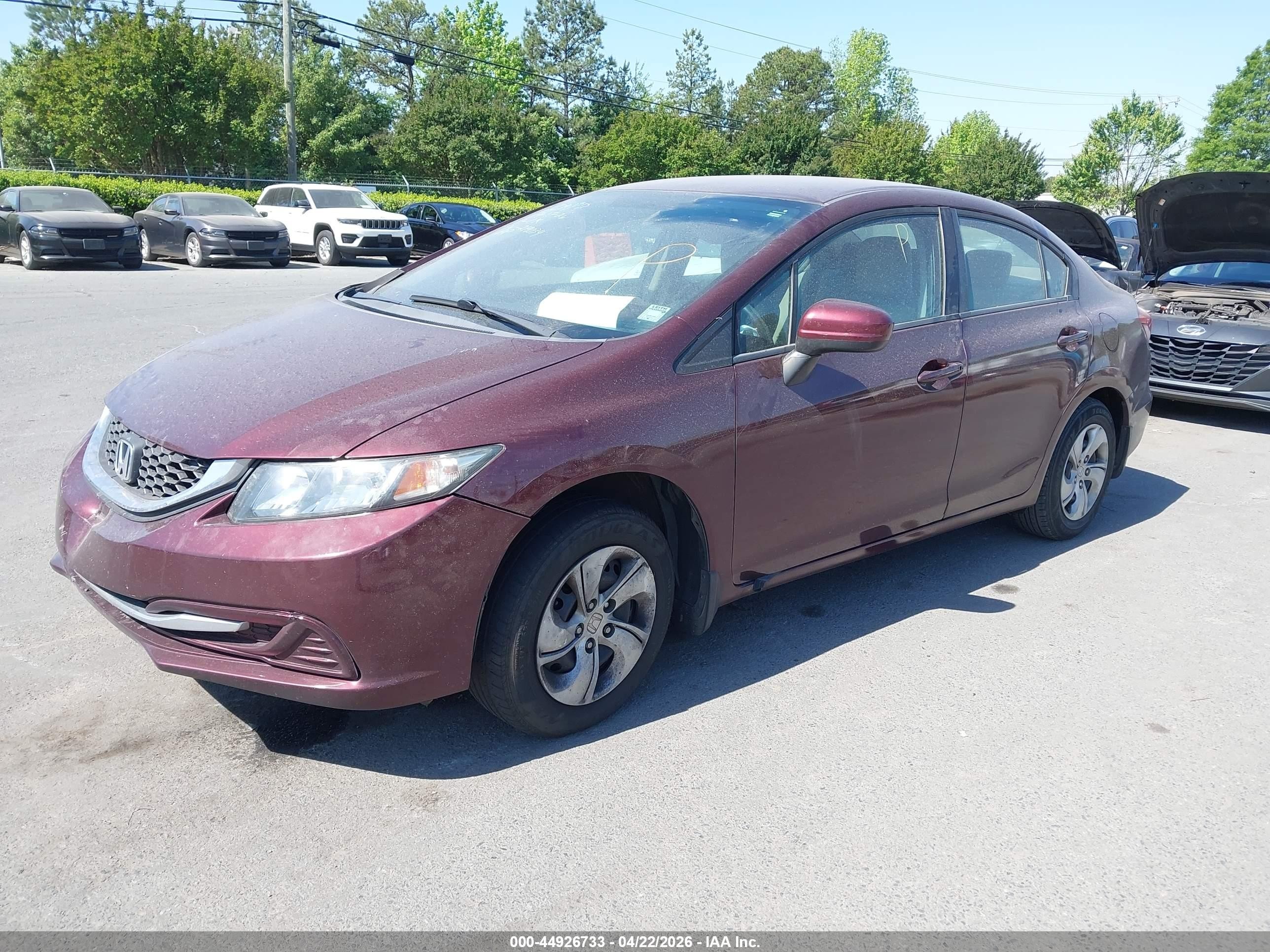 2014 Honda Civic Lx Burgundy vin: 19XFB2F51EE219034