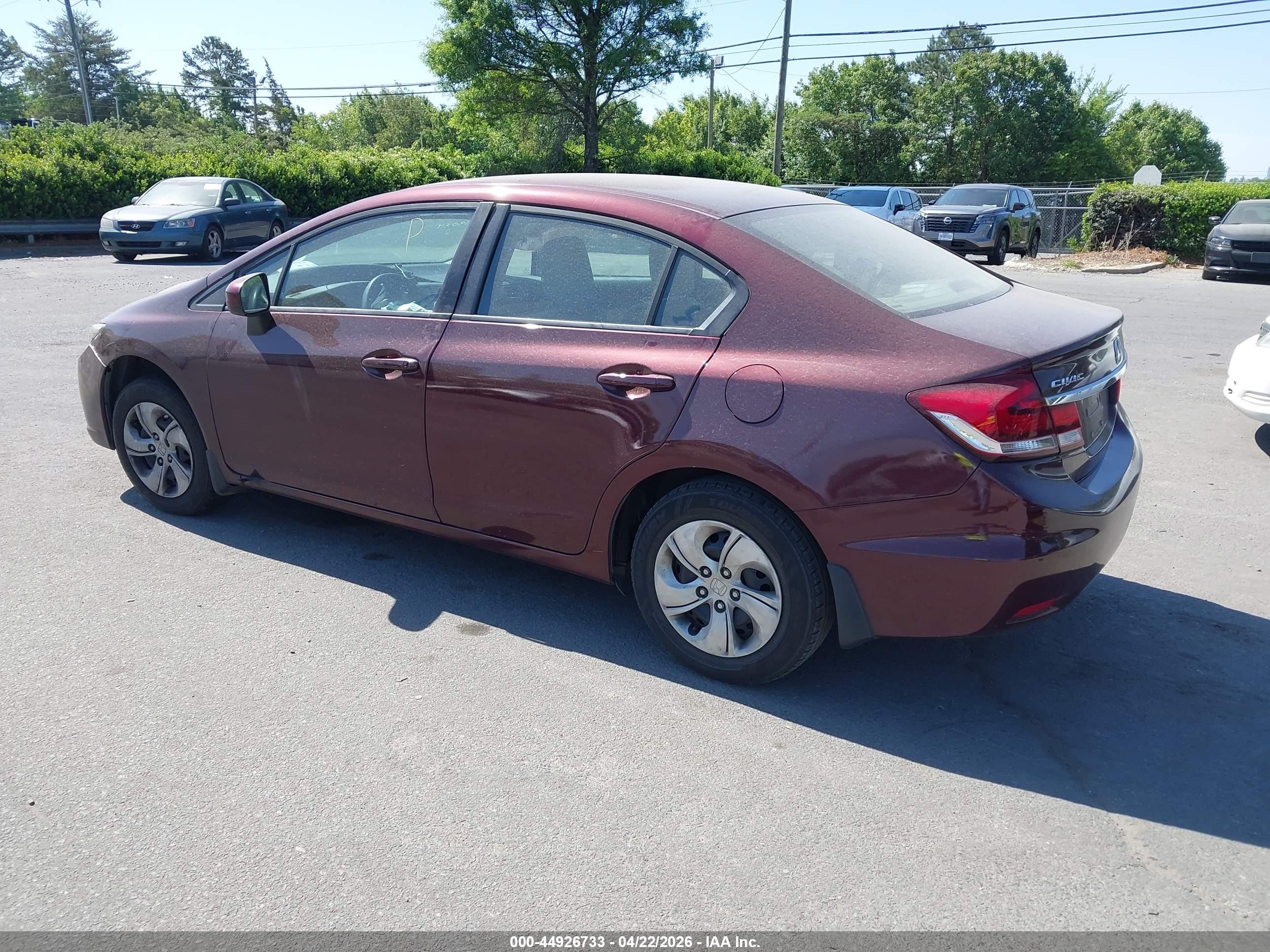 2014 Honda Civic Lx Burgundy vin: 19XFB2F51EE219034