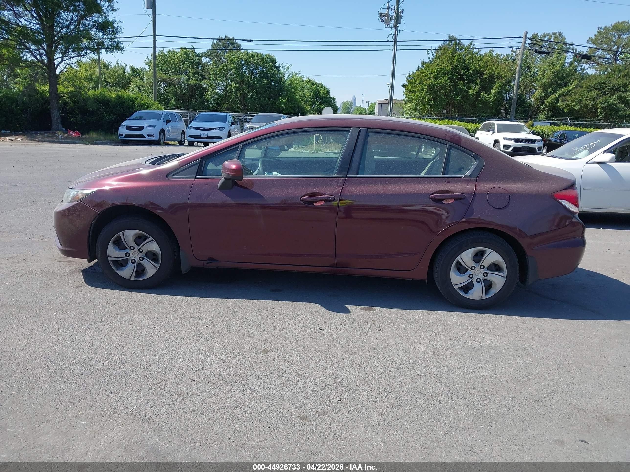 2014 Honda Civic Lx Burgundy vin: 19XFB2F51EE219034