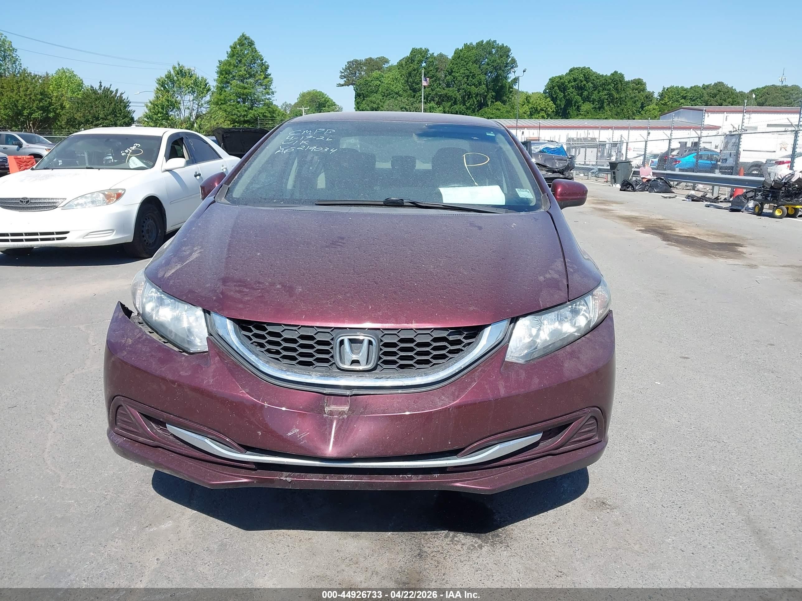 2014 Honda Civic Lx Burgundy vin: 19XFB2F51EE219034